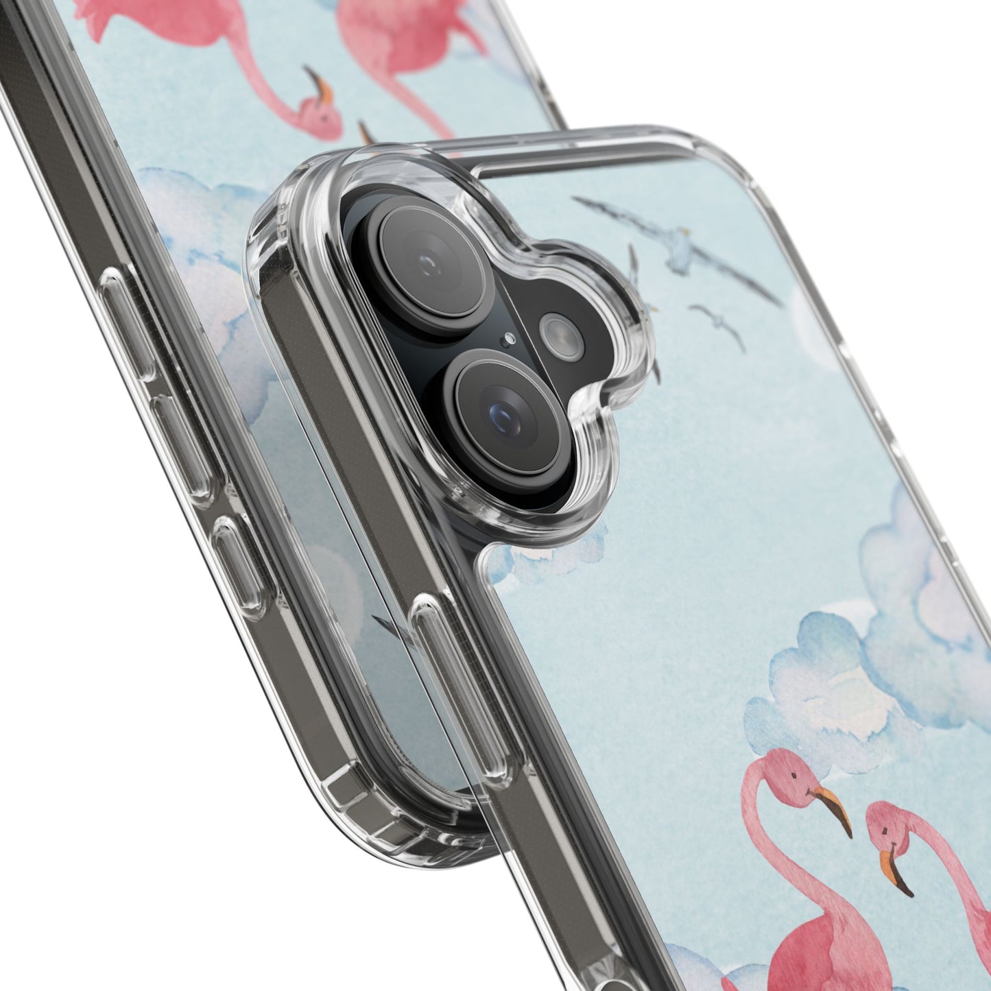 Watercolor Flamingo Phone Case, Clear Phone Case, Tropical Phone Cover, Custom Phone Case