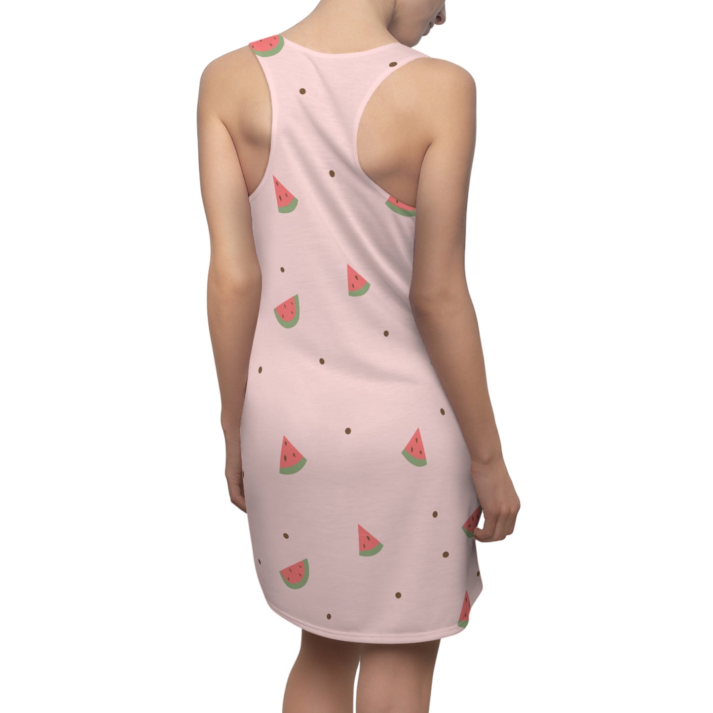 Watermelon Print Racerback Dress for Summer Fun, Cute Casual Dress, Beach Outfit, Vacation Wear, Blush Pink Dress