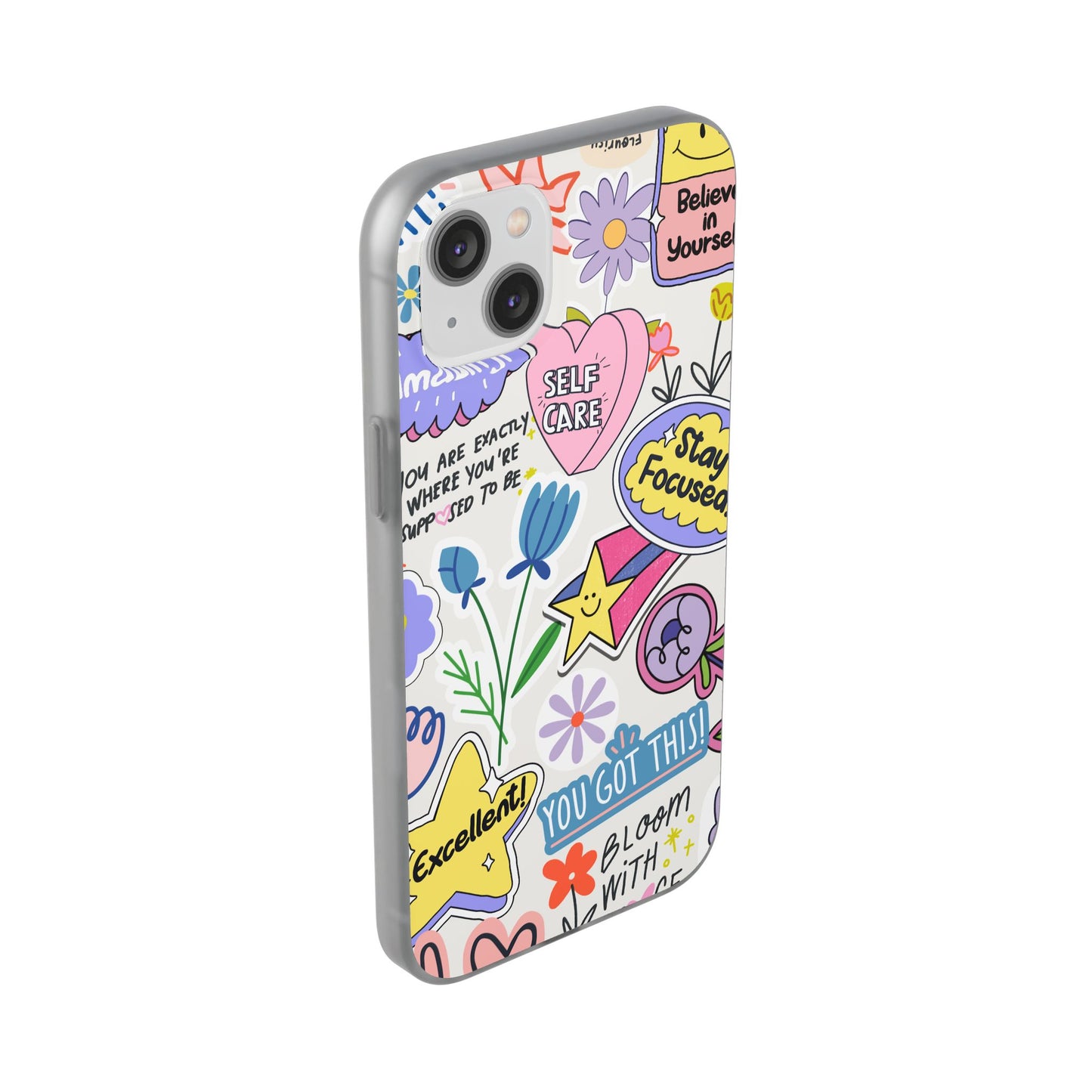 Colorful Phone Case, Inspirational Flexi Case, Cute Floral Design, Gifts for Friends