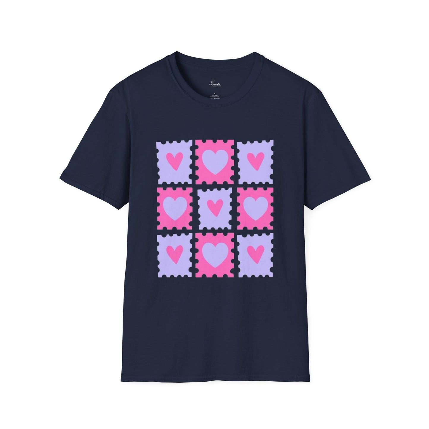Heart Stamp Softstyle T-Shirt |Women Tee for Valentine's Day, Birthday Gift, Casual Wear