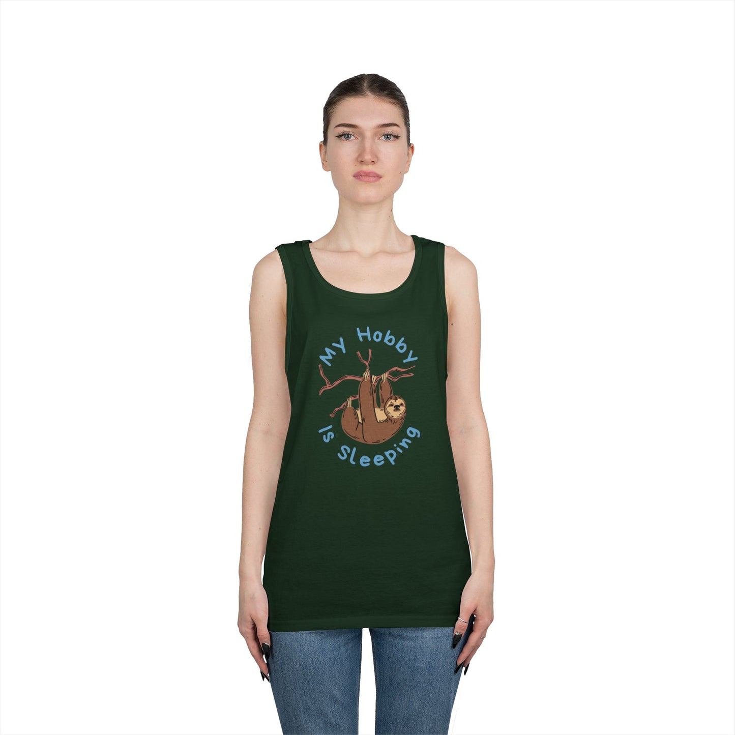 Sloth Hobby Tank Top, Funny Sloth Sleeper Design, Cute Gift for Animal Lovers, Summer Casual Wear, Sleepy Vibe T-Shirt