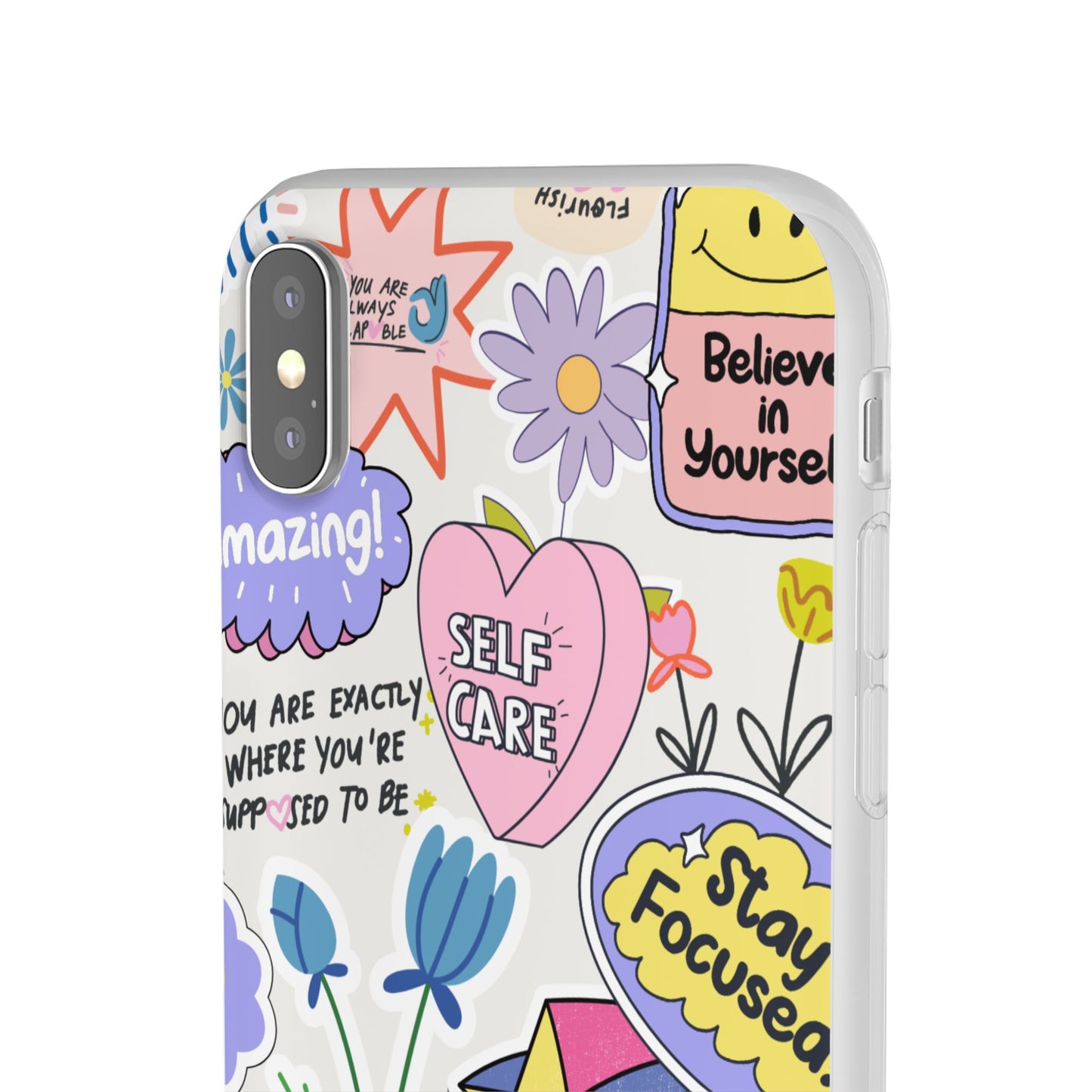 Colorful Phone Case, Inspirational Flexi Case, Cute Floral Design, Gifts for Friends