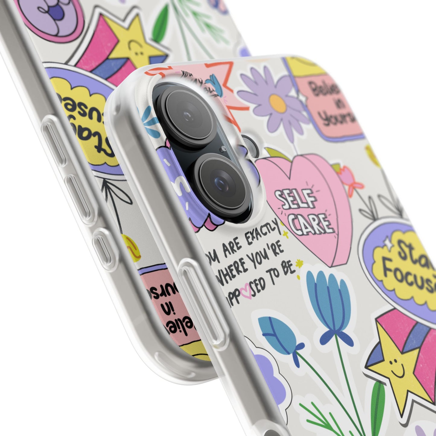Colorful Phone Case, Inspirational Flexi Case, Cute Floral Design, Gifts for Friends