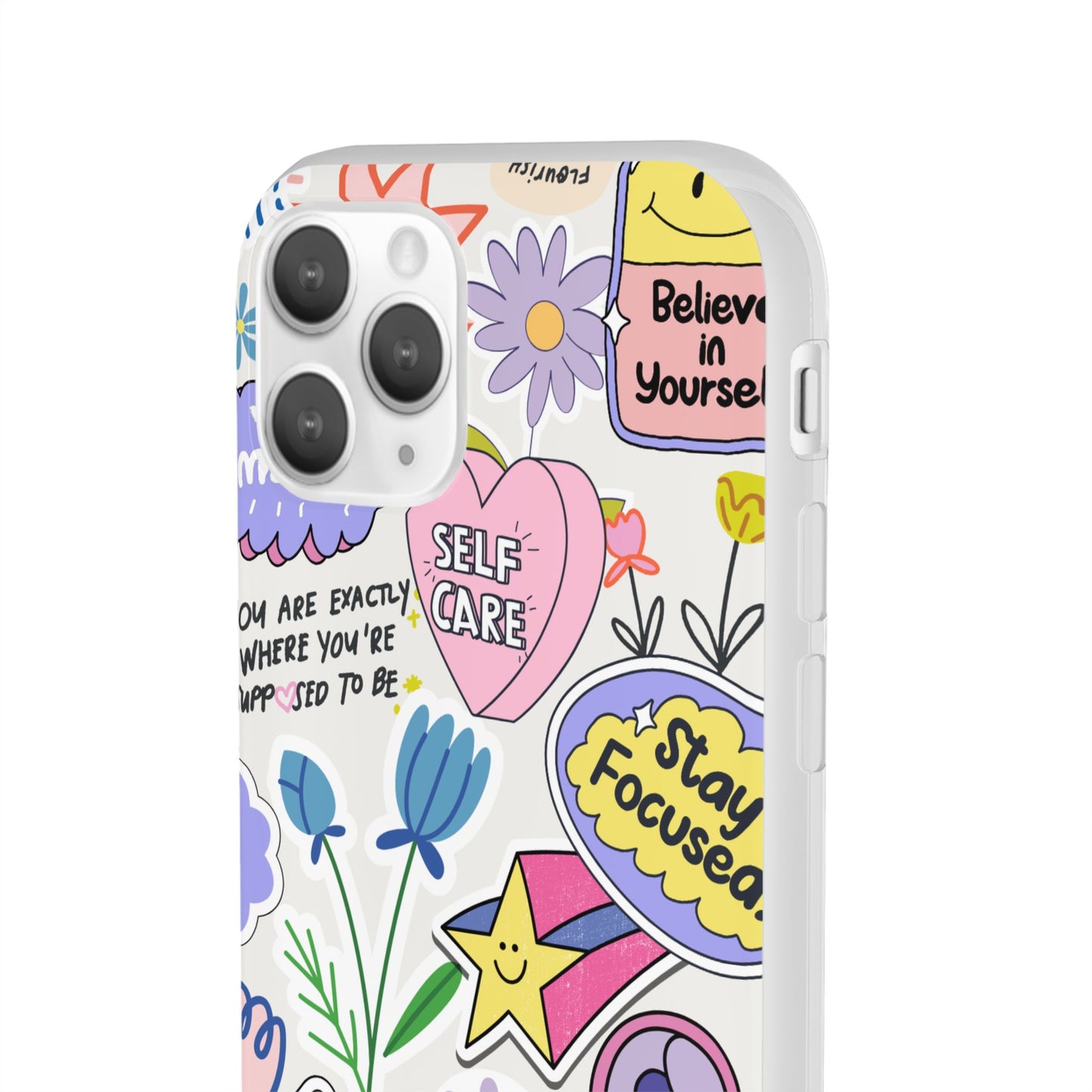 Colorful Phone Case, Inspirational Flexi Case, Cute Floral Design, Gifts for Friends