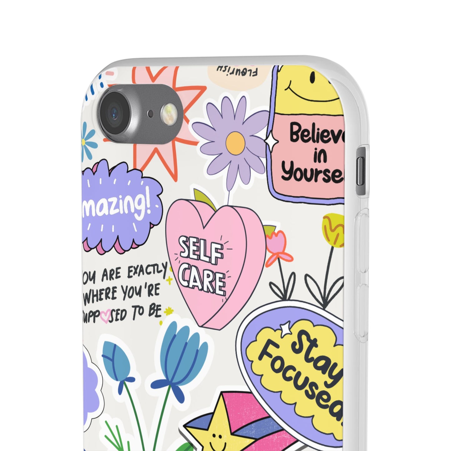Colorful Phone Case, Inspirational Flexi Case, Cute Floral Design, Gifts for Friends