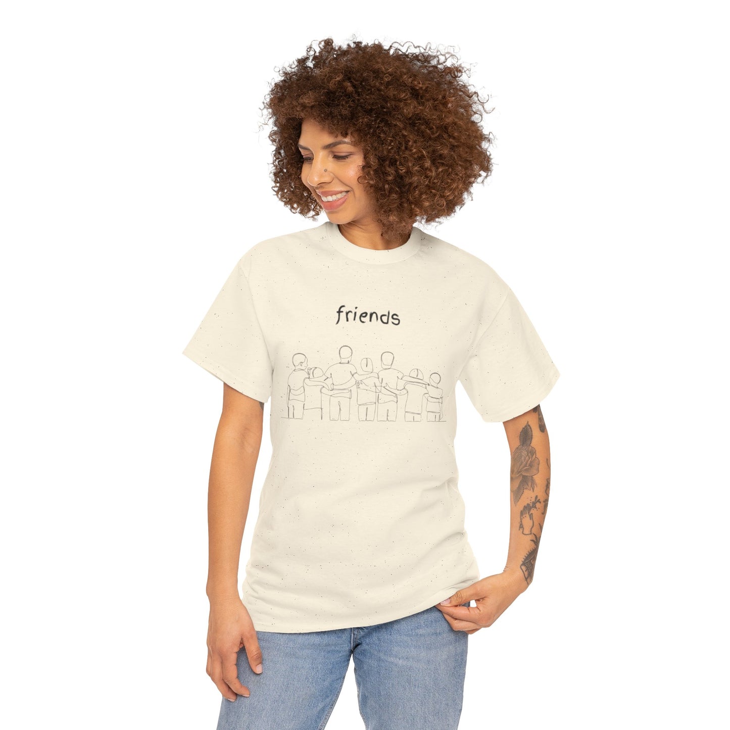 Friends Heavy Cotton Tee, Casual T-Shirt, Friendship Gift, Relaxed Fit Top, Everyday Wear, Graphic Tee