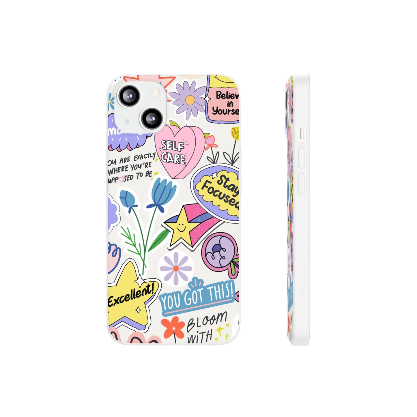 Colorful Phone Case, Inspirational Flexi Case, Cute Floral Design, Gifts for Friends