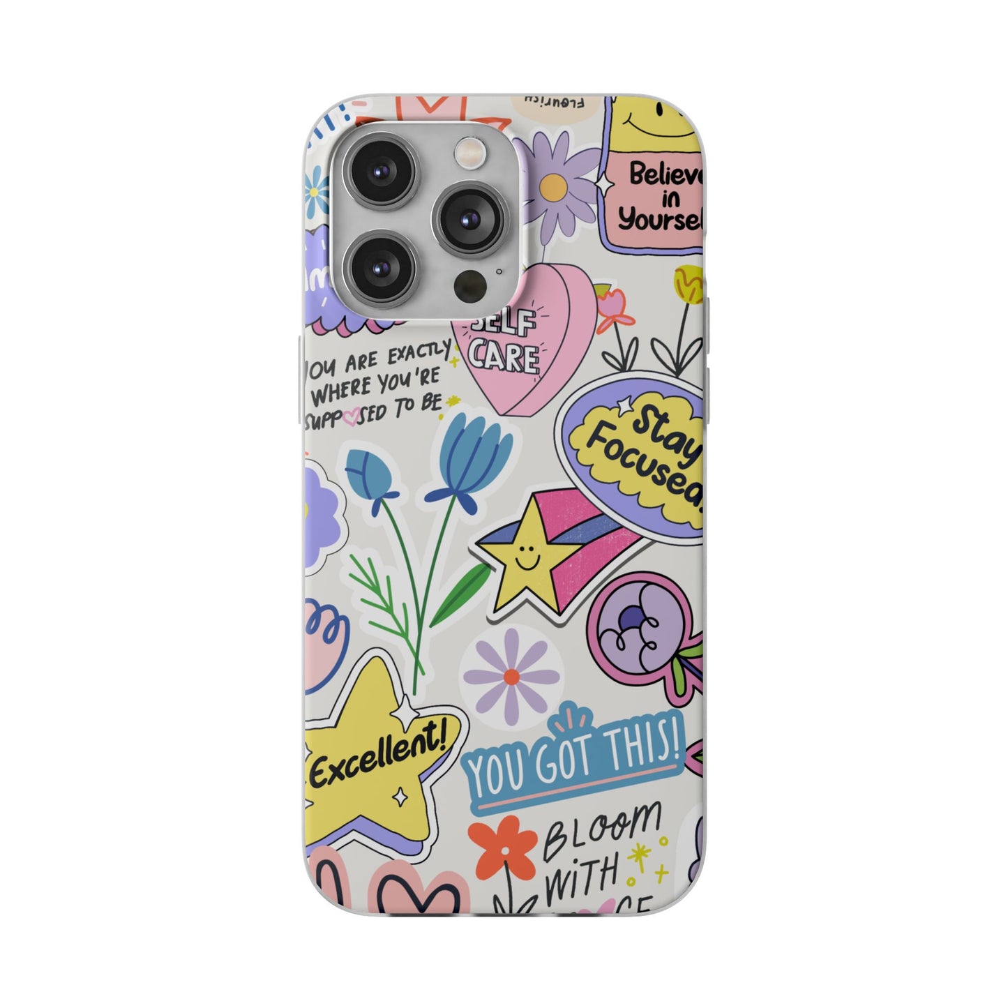 Colorful Phone Case, Inspirational Flexi Case, Cute Floral Design, Gifts for Friends