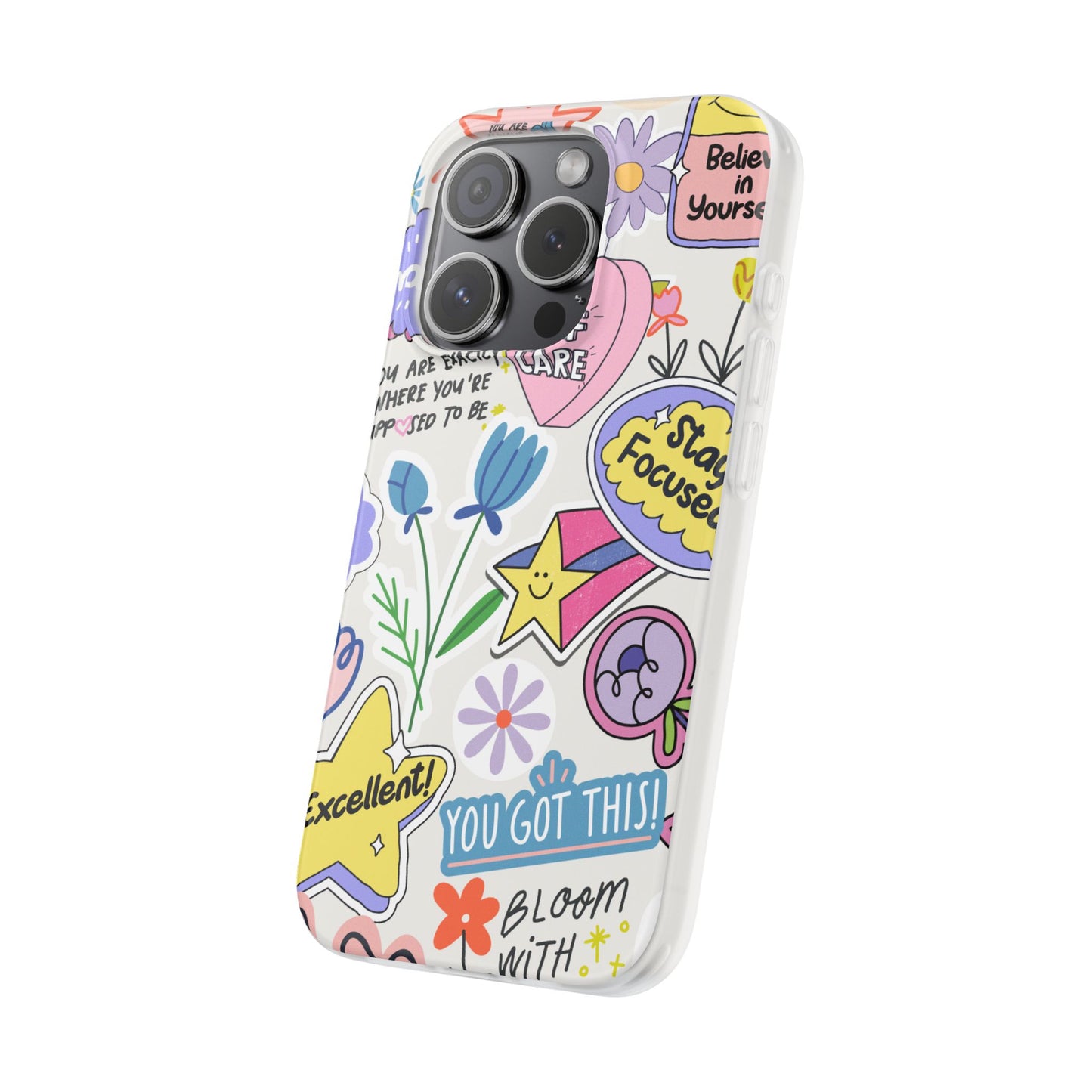 Colorful Phone Case, Inspirational Flexi Case, Cute Floral Design, Gifts for Friends