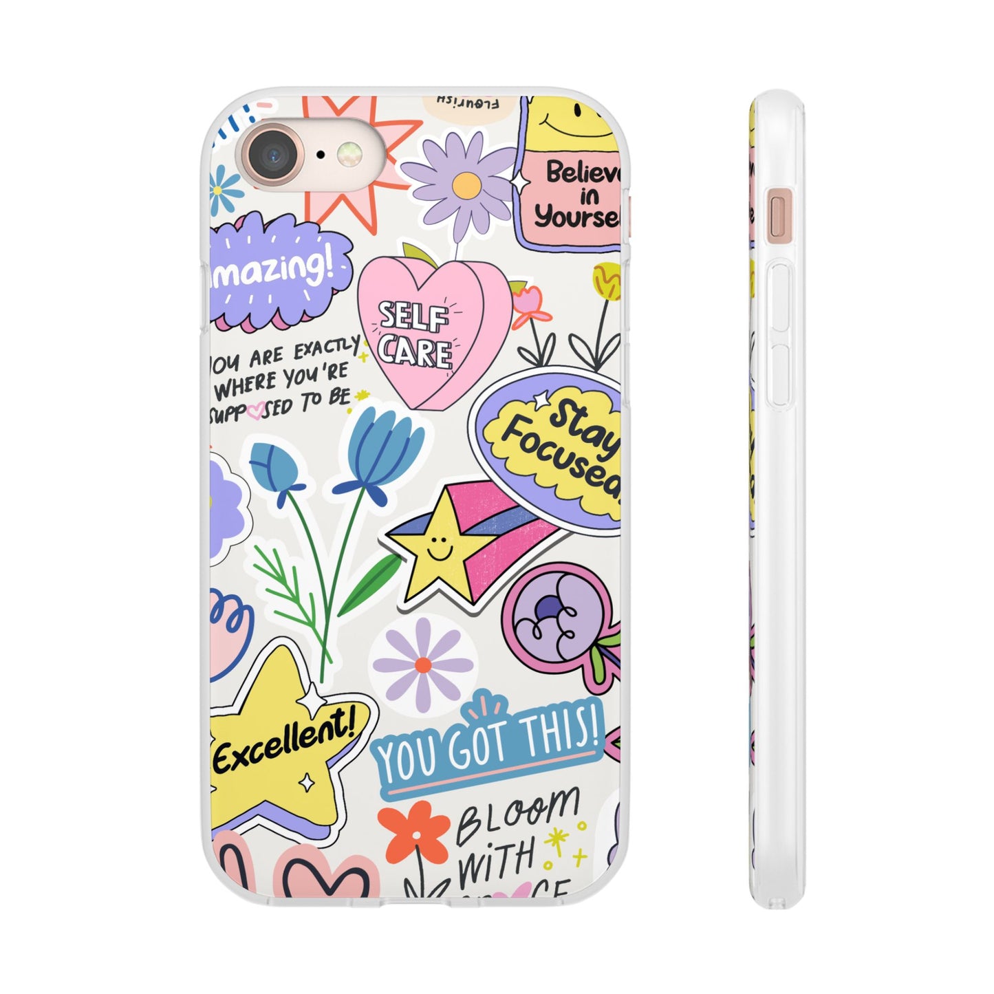 Colorful Phone Case, Inspirational Flexi Case, Cute Floral Design, Gifts for Friends