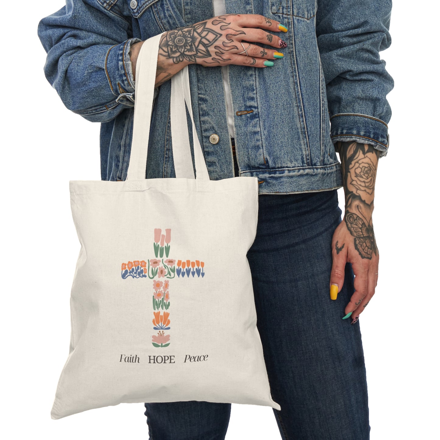 Faith Hope Peace Tote Bag | Eco-Friendly Carryall, Inspirational Gift, Reusable Bag, Church Event Tote