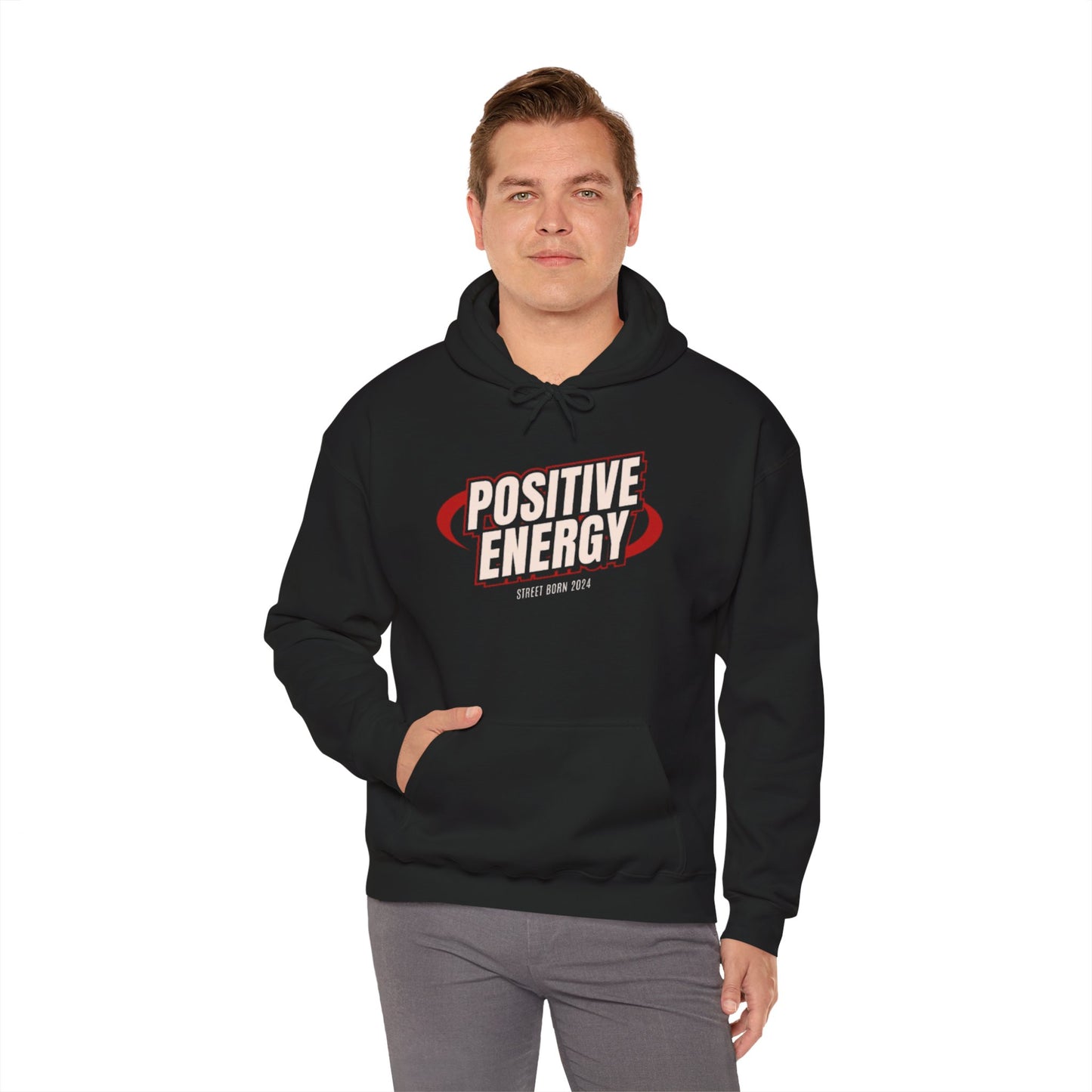 Positive Energy Men Heavy Blend™ Hoodie - Cozy Sweatshirt , Perfect Gift for Holidays, Chill Vibes
