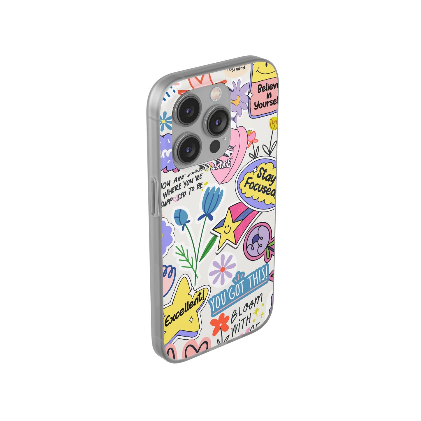 Colorful Phone Case, Inspirational Flexi Case, Cute Floral Design, Gifts for Friends