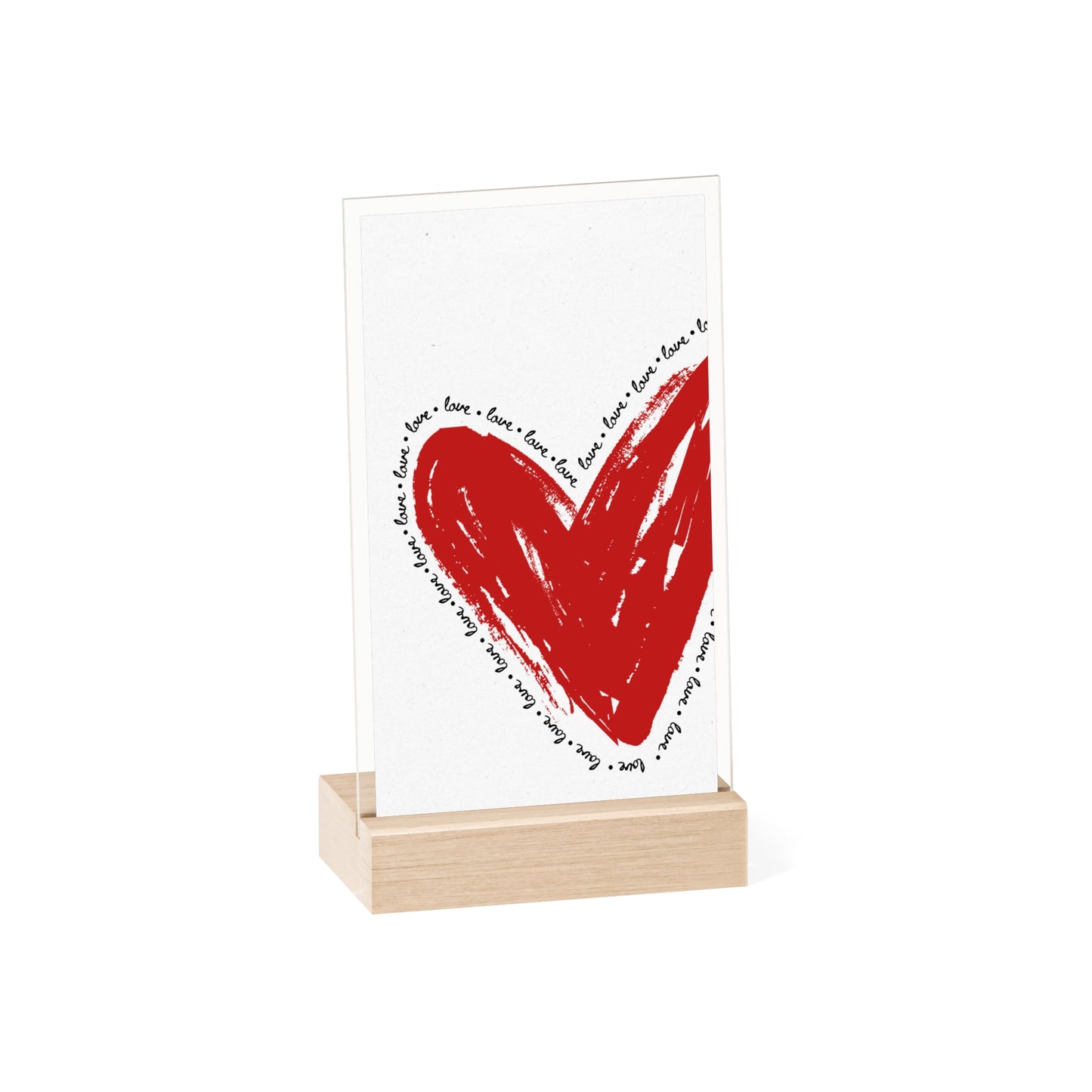 Heartfelt Acrylic Sign with Wooden Stand | Home Decor, Gift for Loved Ones, Valentine's Day, Anniversary, Romantic Display