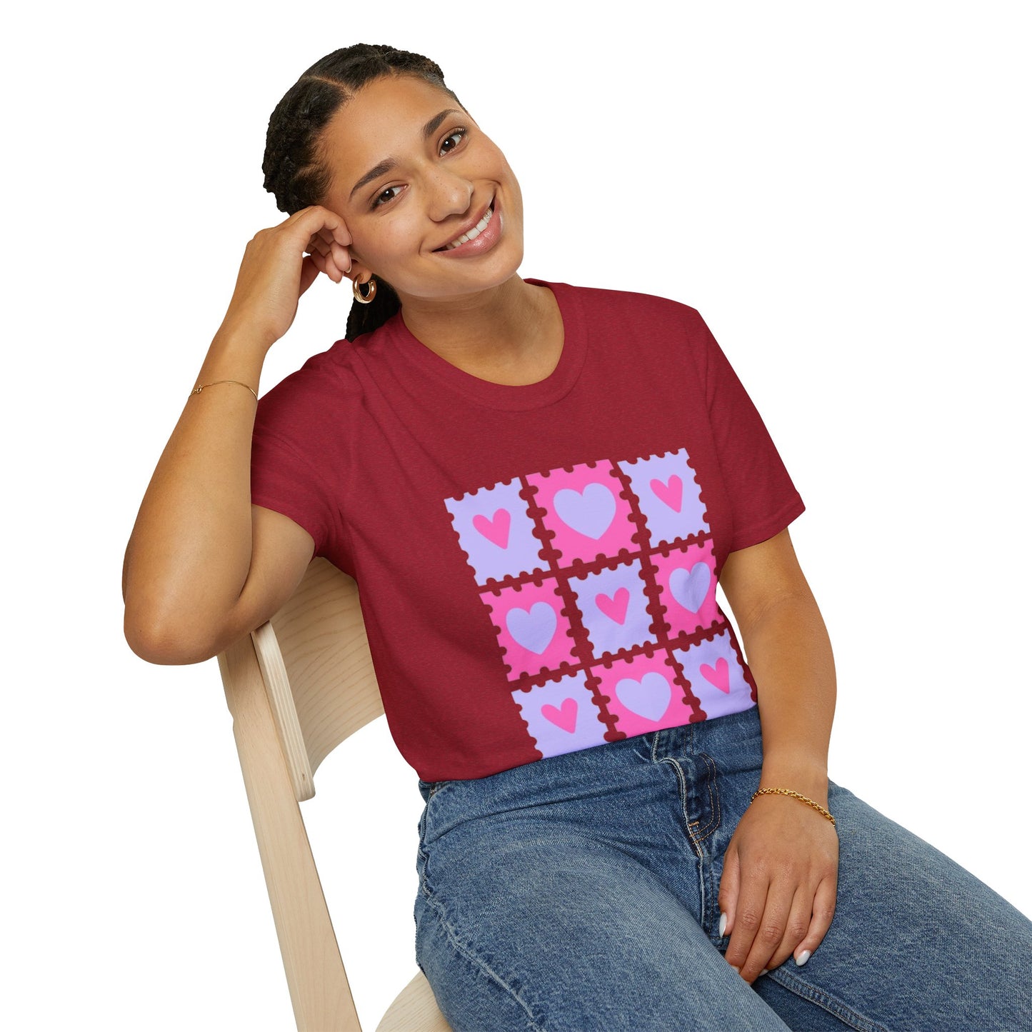 Heart Stamp Softstyle T-Shirt |Women Tee for Valentine's Day, Birthday Gift, Casual Wear