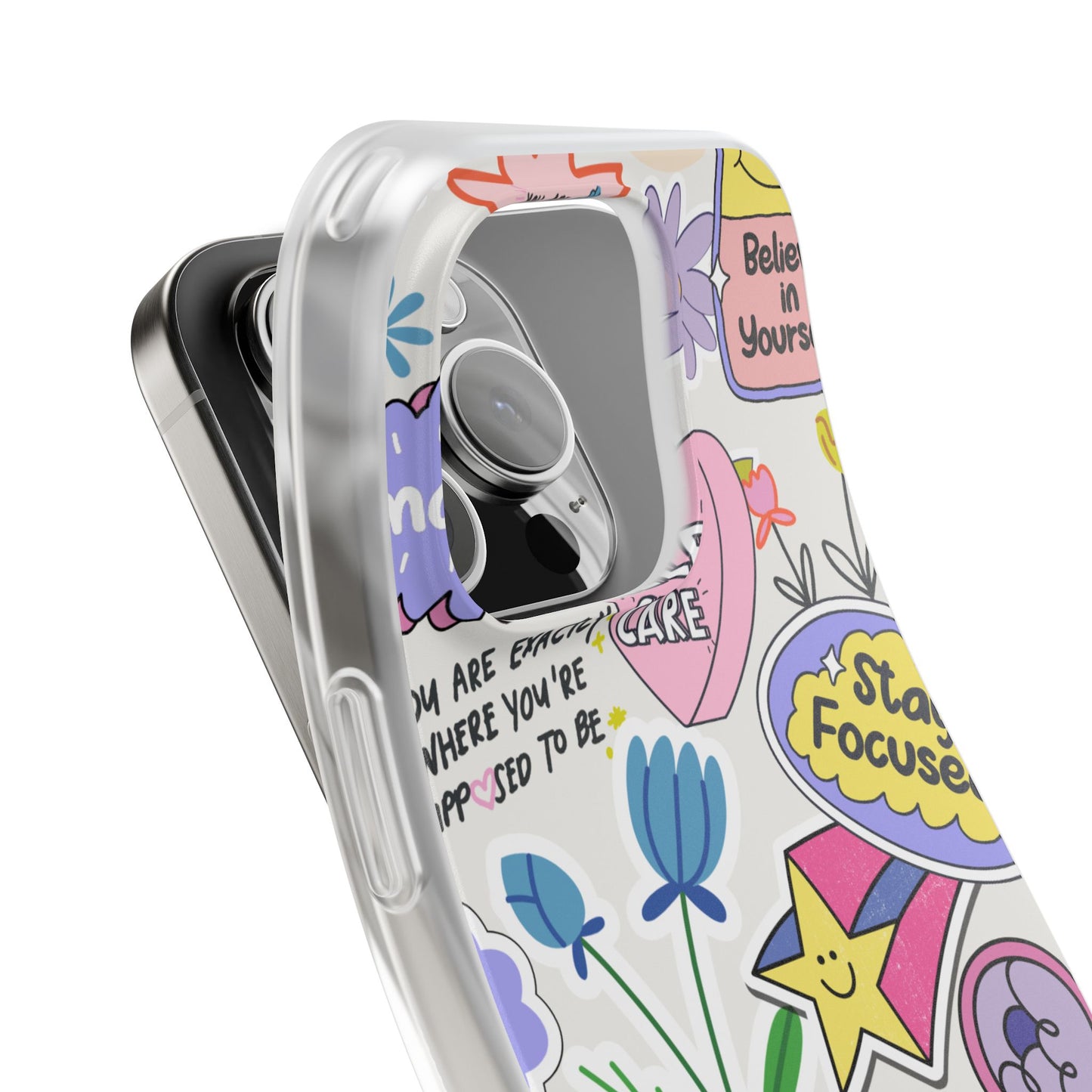 Colorful Phone Case, Inspirational Flexi Case, Cute Floral Design, Gifts for Friends