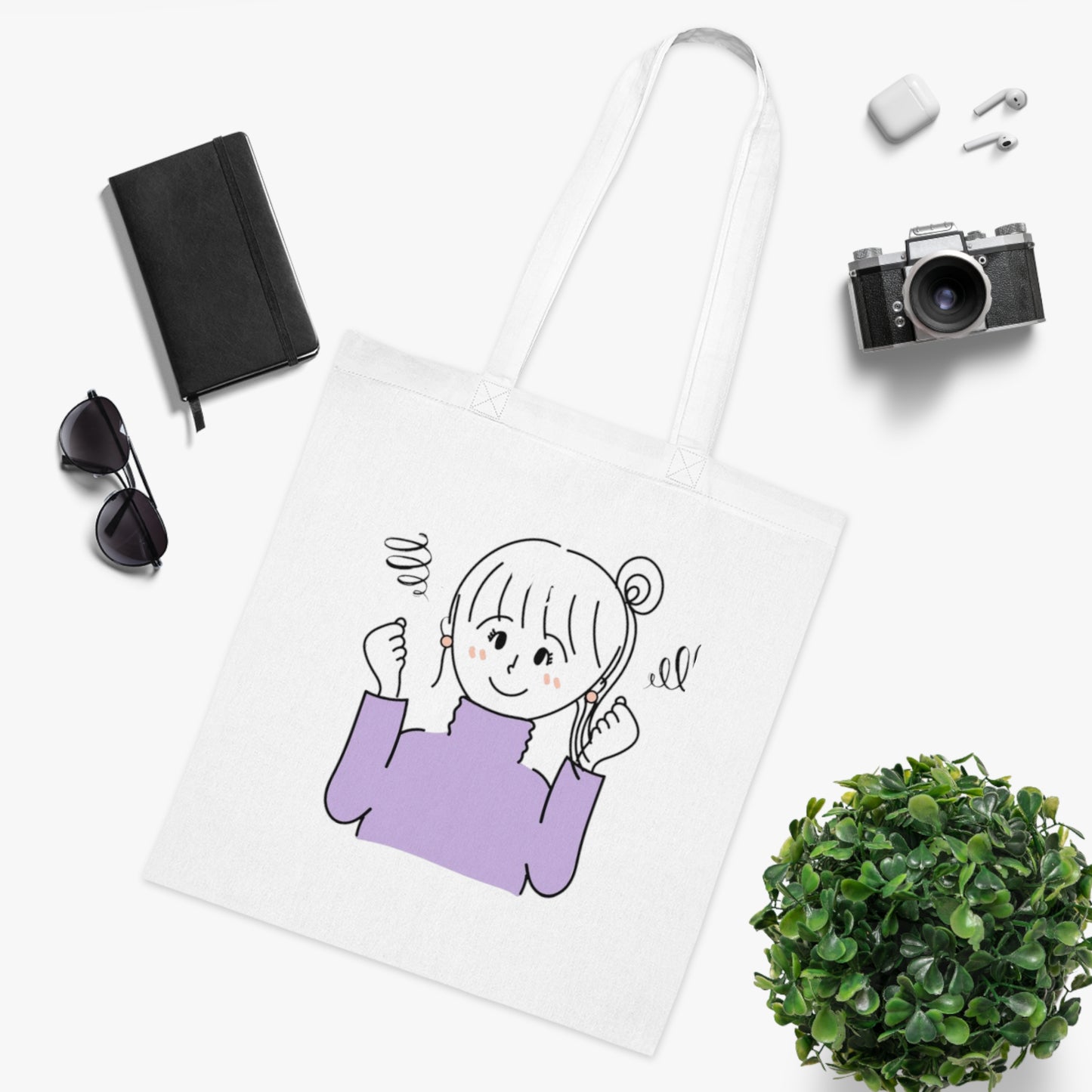 Cotton Tote Bag - Eco-Friendly, Cute Character Design, Reusable Shopper, Gift for Her, Everyday Essential