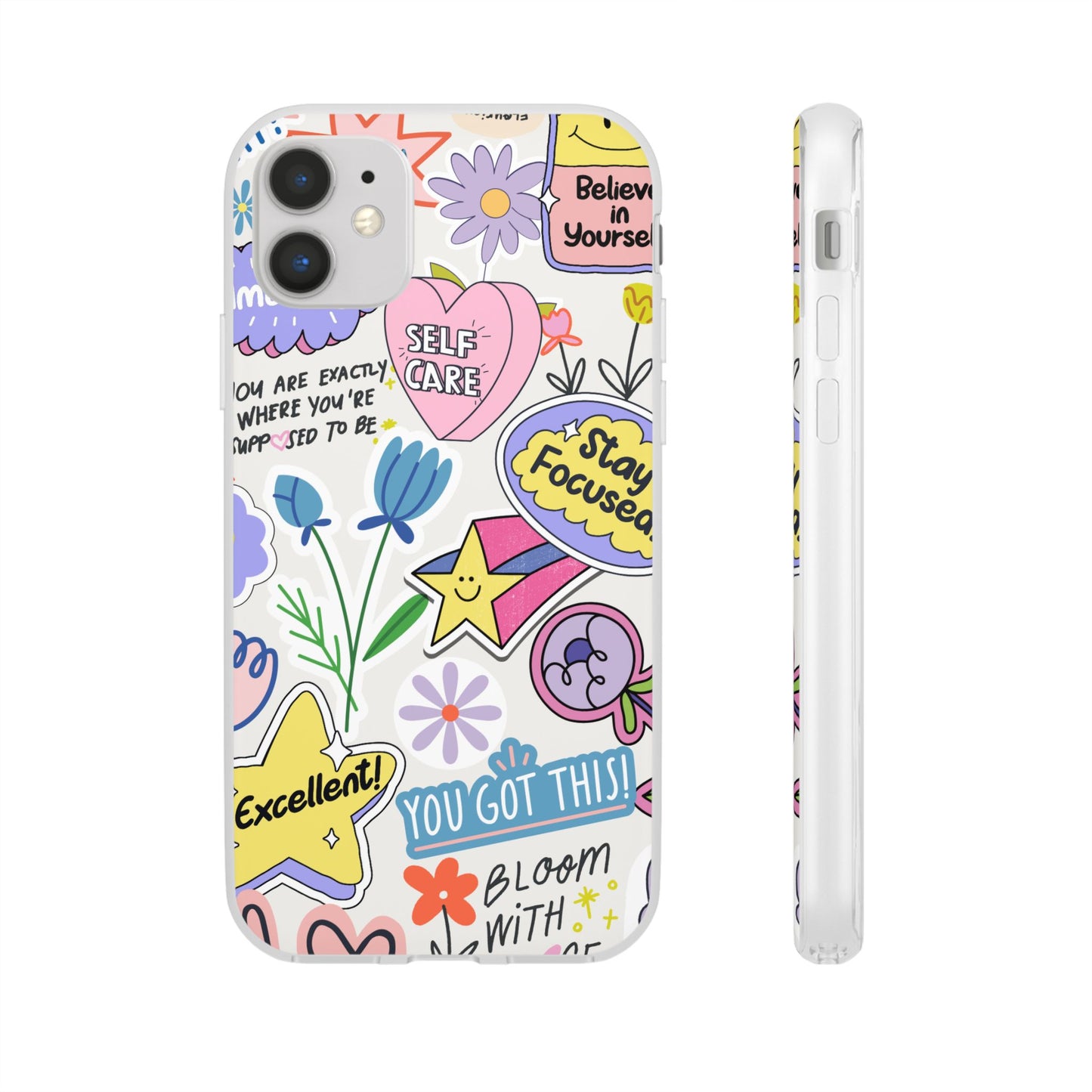 Colorful Phone Case, Inspirational Flexi Case, Cute Floral Design, Gifts for Friends