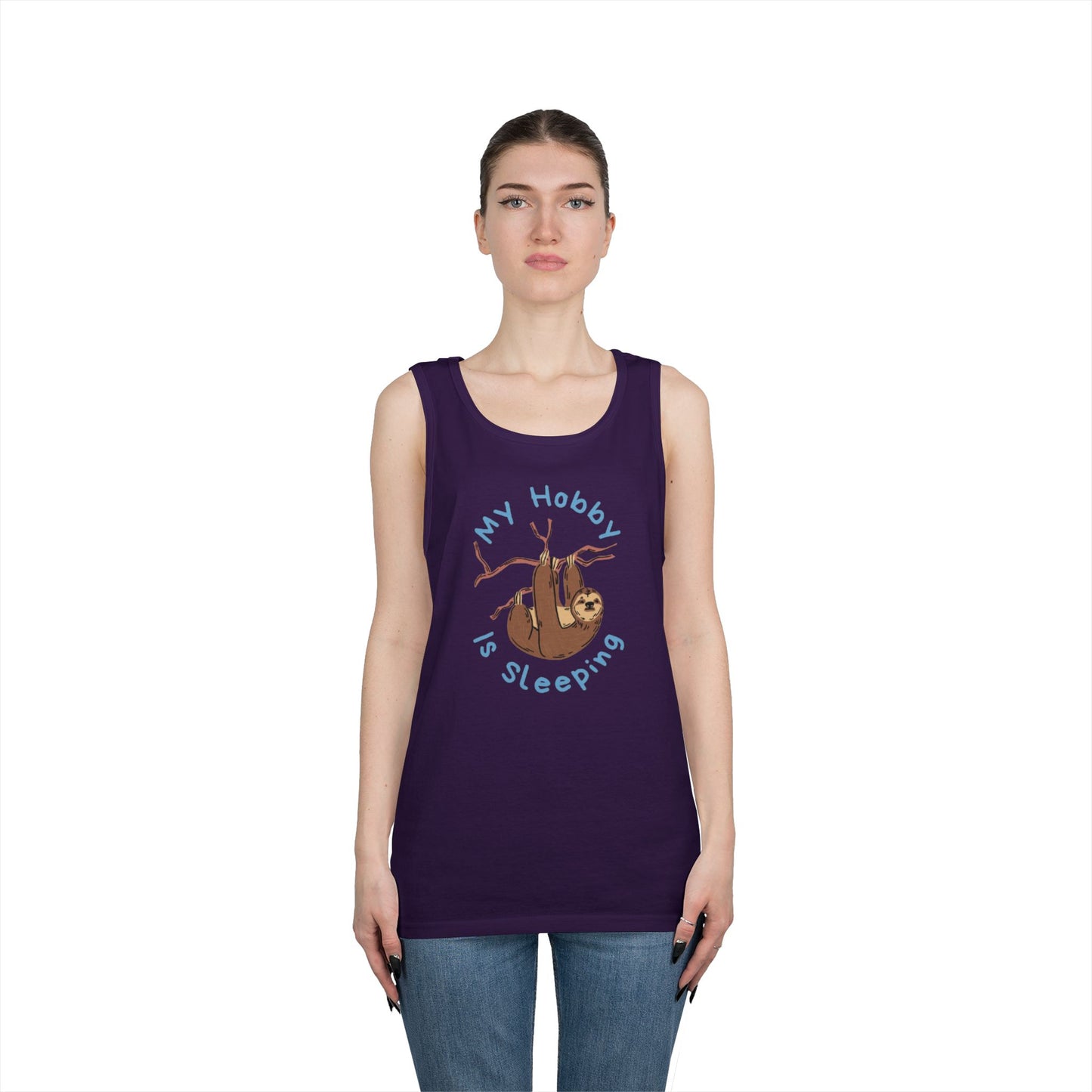 Sloth Hobby Tank Top, Funny Sloth Sleeper Design, Cute Gift for Animal Lovers, Summer Casual Wear, Sleepy Vibe T-Shirt