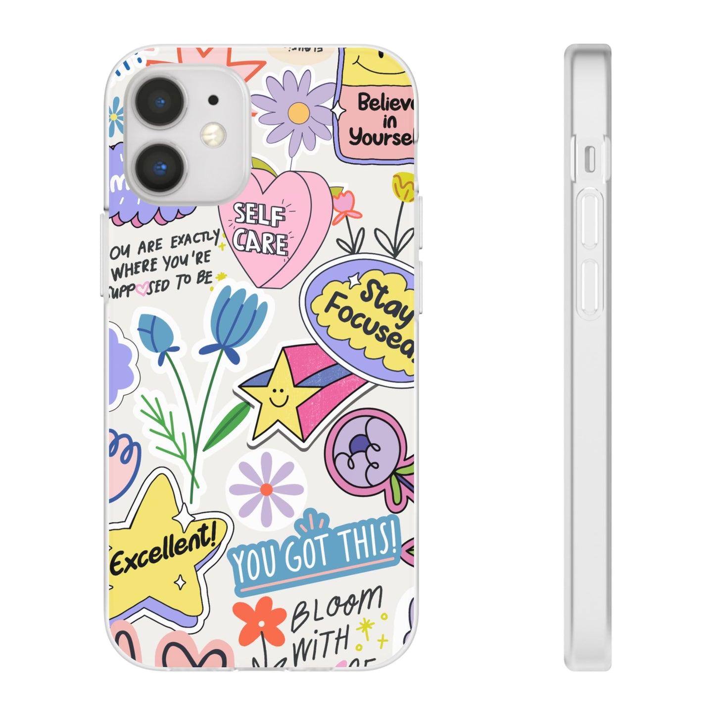 Colorful Phone Case, Inspirational Flexi Case, Cute Floral Design, Gifts for Friends
