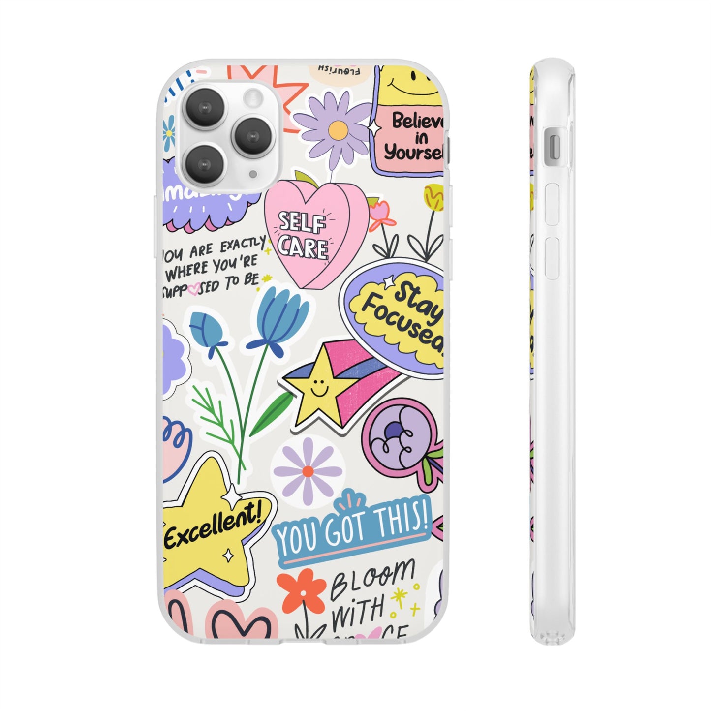 Colorful Phone Case, Inspirational Flexi Case, Cute Floral Design, Gifts for Friends