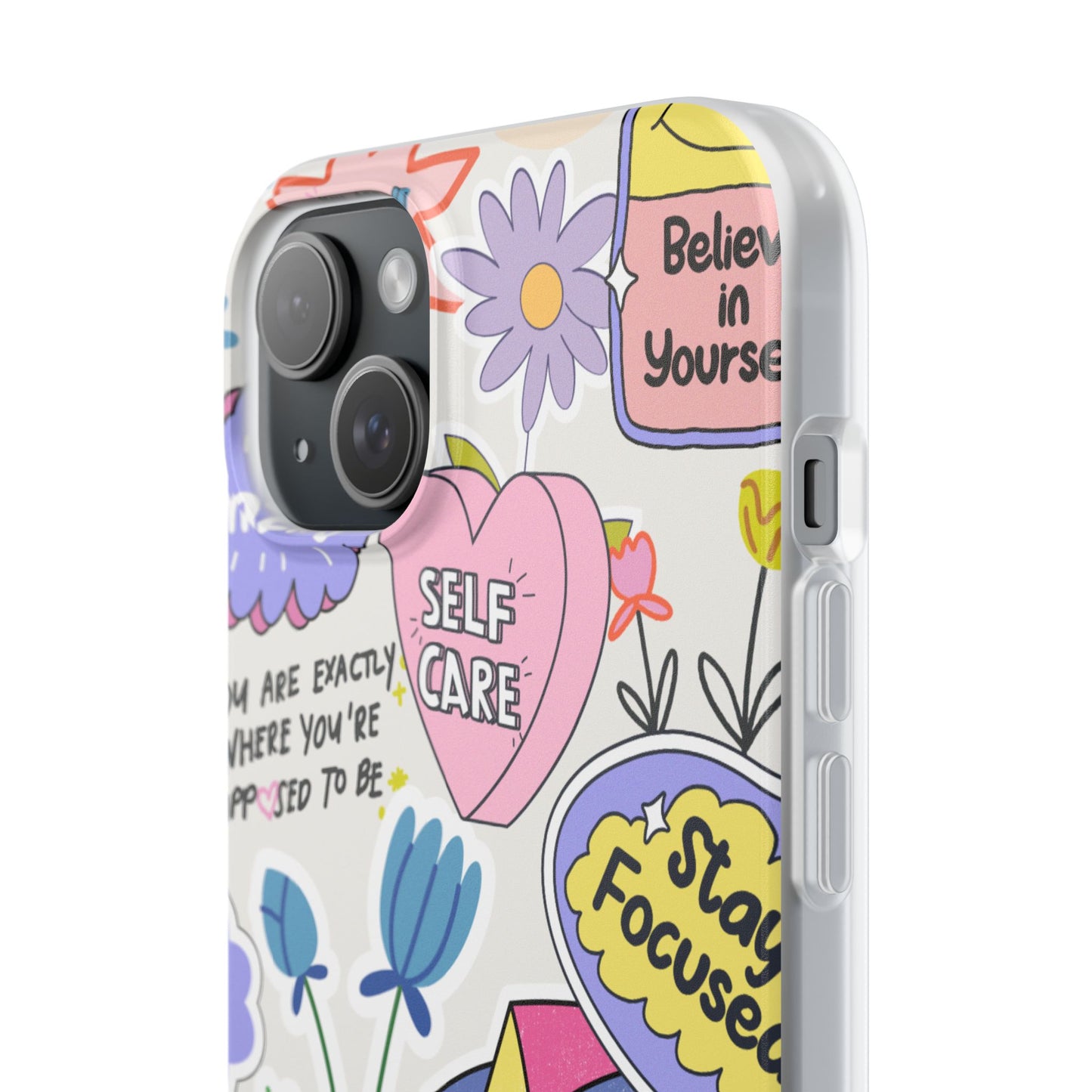Colorful Phone Case, Inspirational Flexi Case, Cute Floral Design, Gifts for Friends