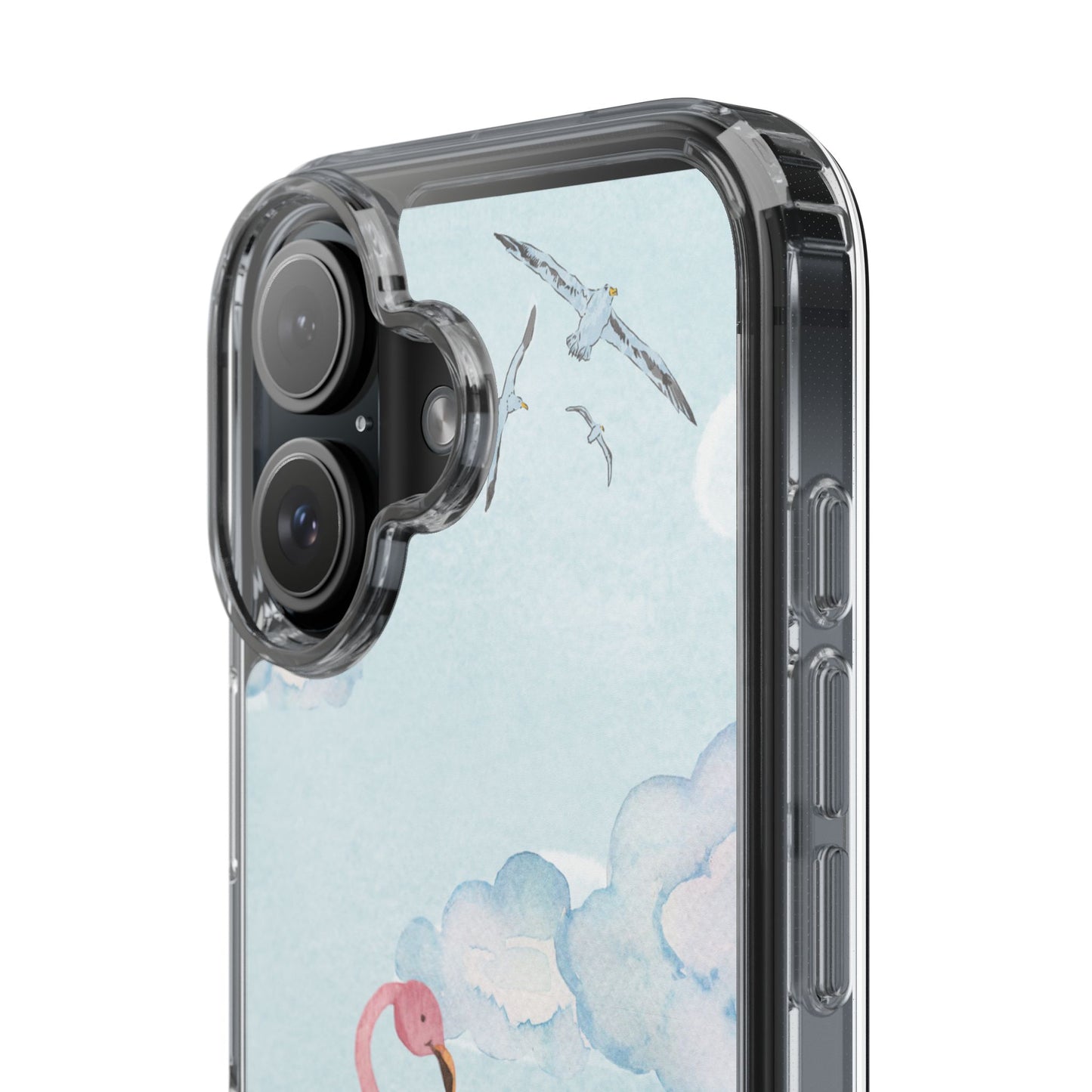 Watercolor Flamingo Phone Case, Clear Phone Case, Tropical Phone Cover, Custom Phone Case