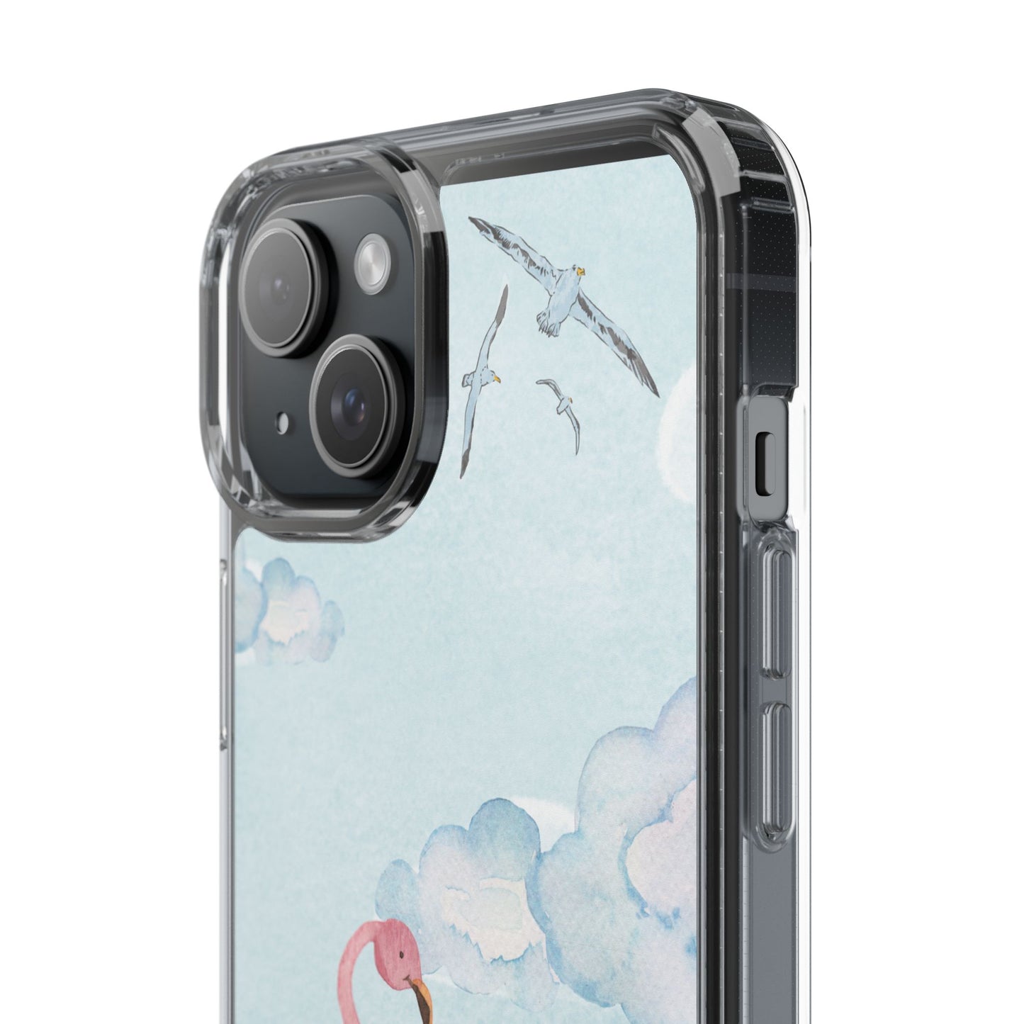 Watercolor Flamingo Phone Case, Clear Phone Case, Tropical Phone Cover, Custom Phone Case