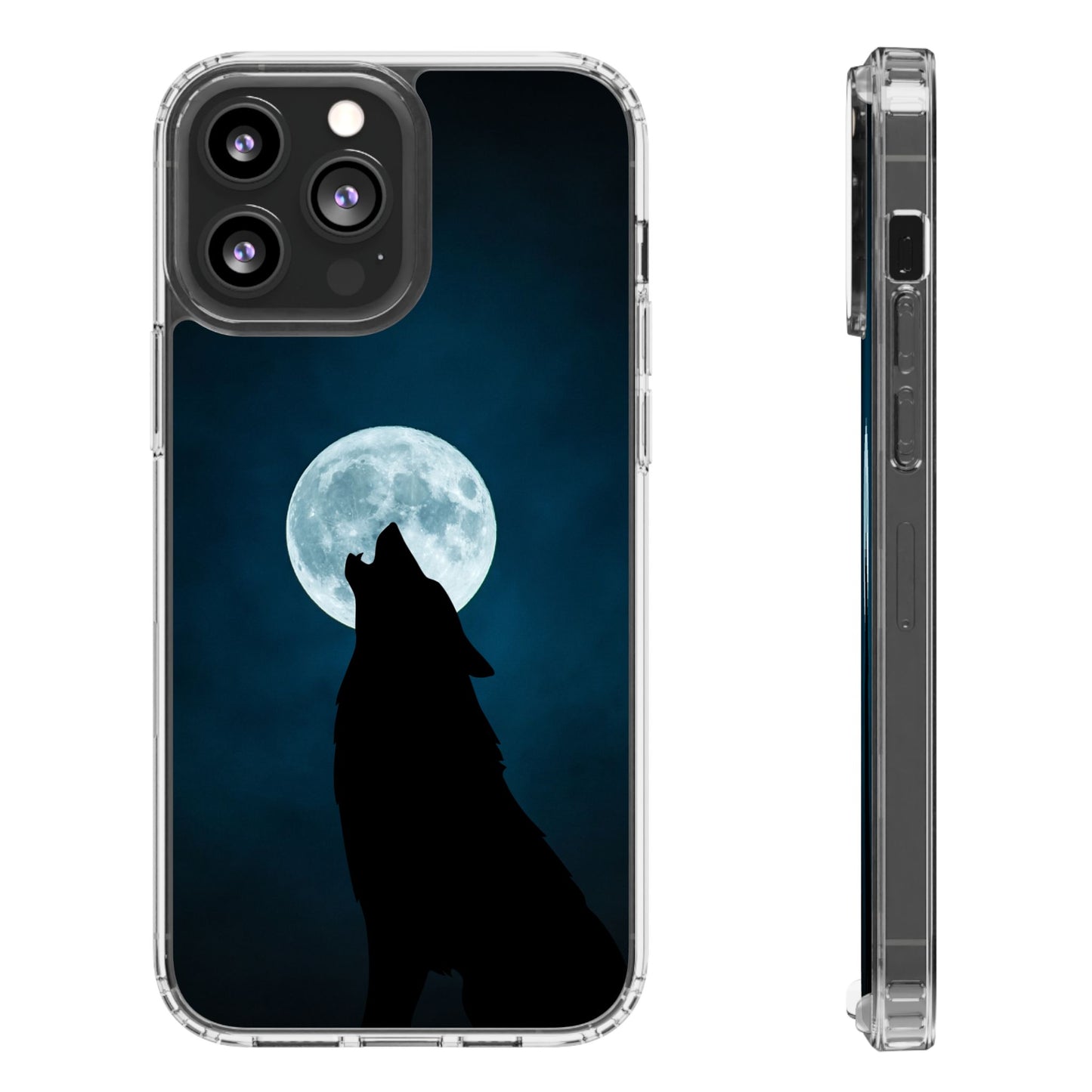 Wolf Clear Phone Case, Moonlit Wolf Design, Gift For Friends, Night Sky Decor
