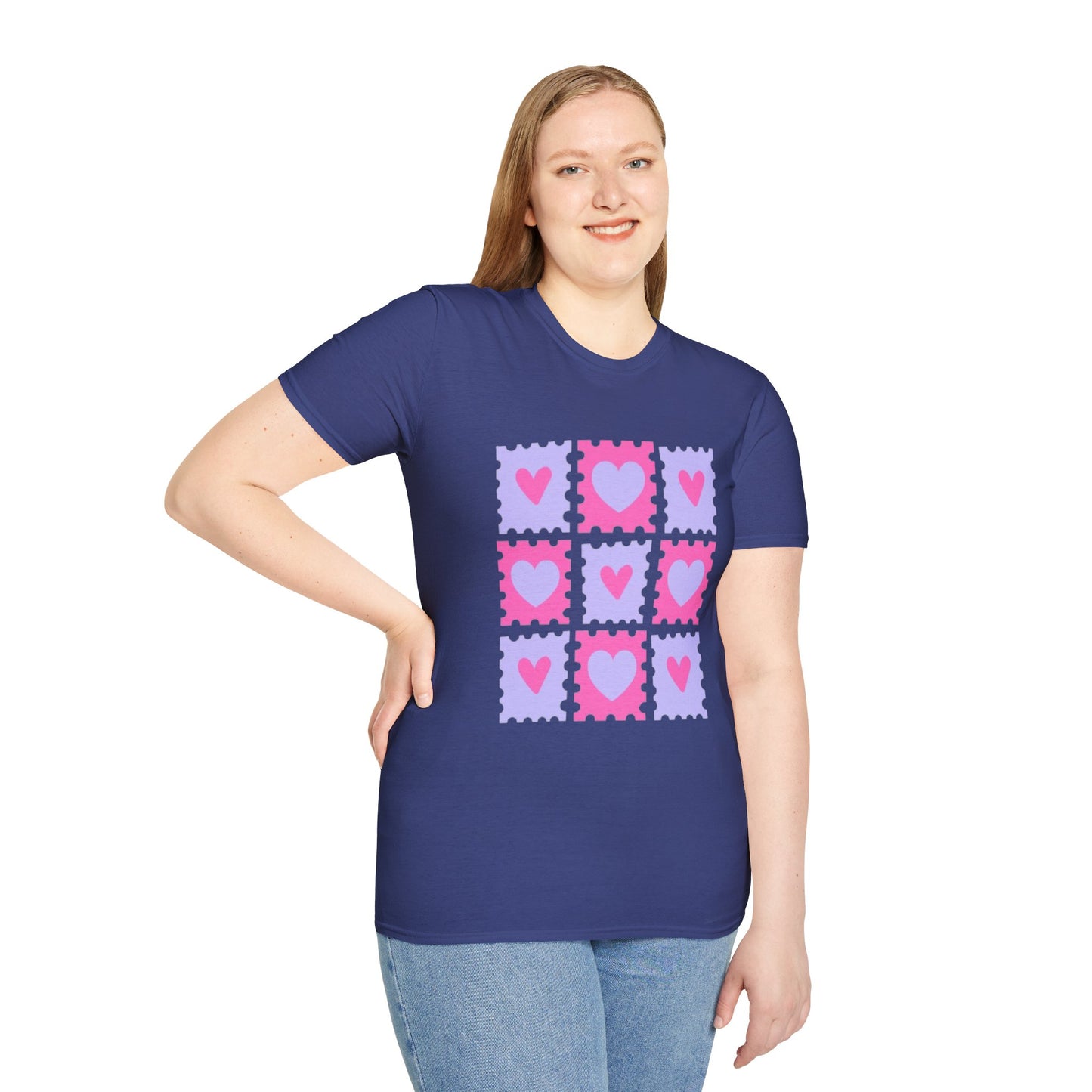 Heart Stamp Softstyle T-Shirt |Women Tee for Valentine's Day, Birthday Gift, Casual Wear