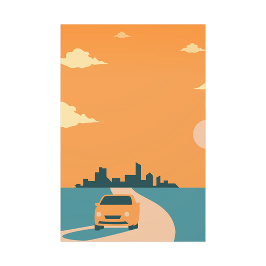 Sunset Cityscape Canvas Art Print, Modern Wall Decor, Home Decoration, Gift for Art Lovers, Urban Aesthetic