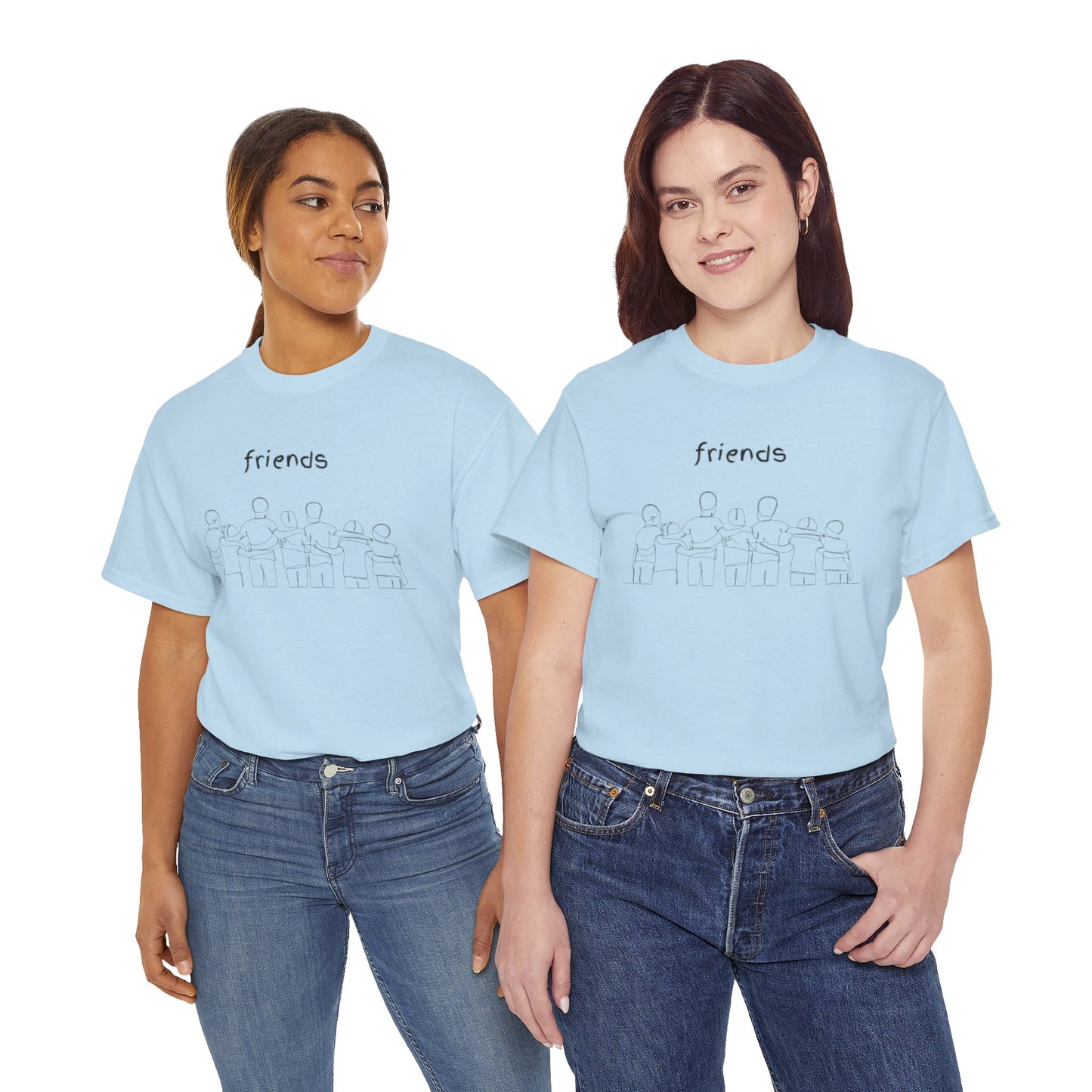 Friends  Heavy Cotton Tee, Casual T-Shirt, Friendship Gift, Relaxed Fit Top, Everyday Wear, Graphic Tee