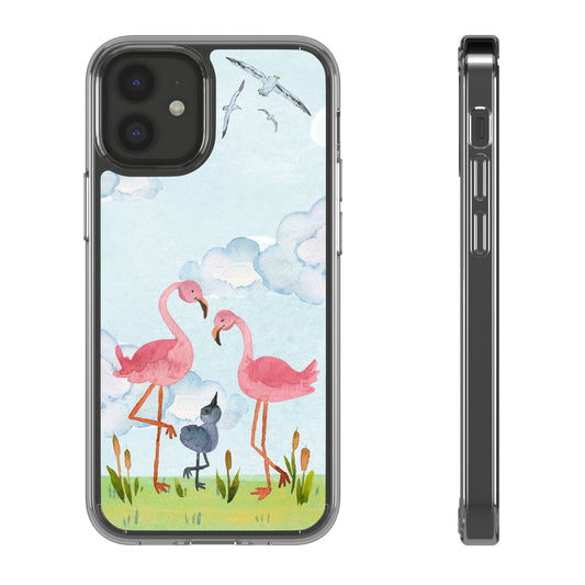 Watercolor Flamingo Phone Case, Clear Phone Case, Tropical Phone Cover, Custom Phone Case
