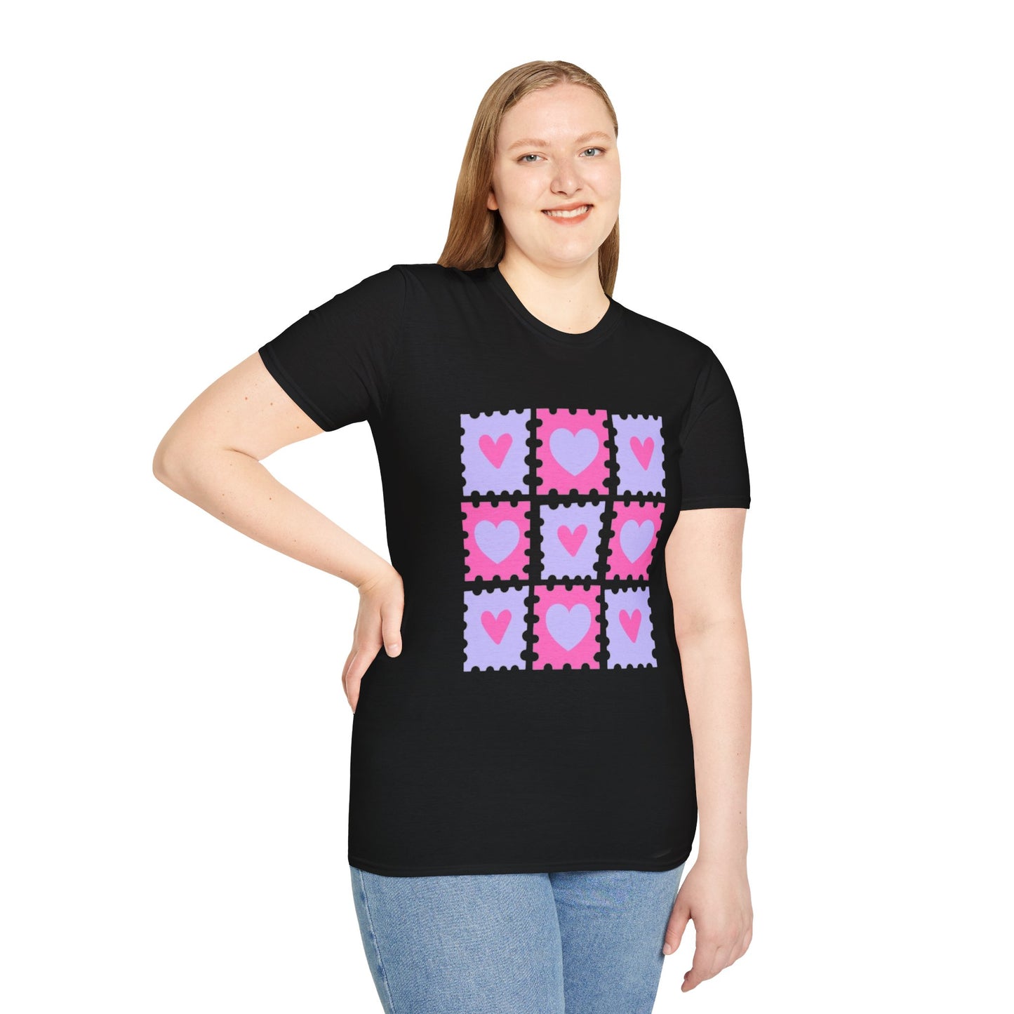 Heart Stamp Softstyle T-Shirt |Women Tee for Valentine's Day, Birthday Gift, Casual Wear