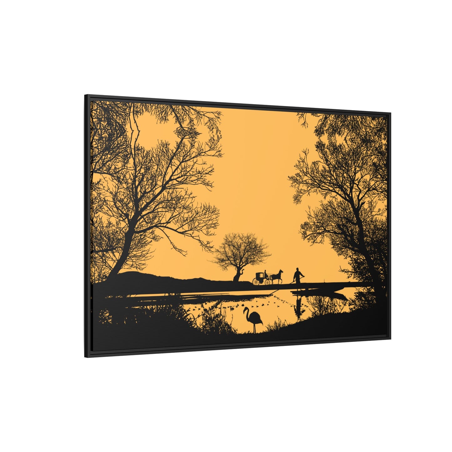 Sunset Silhouette Canvas Art, Framed Wall Decor for Nature Lovers, Great for Home Decor, Unique Gift, Ideal for Living Room