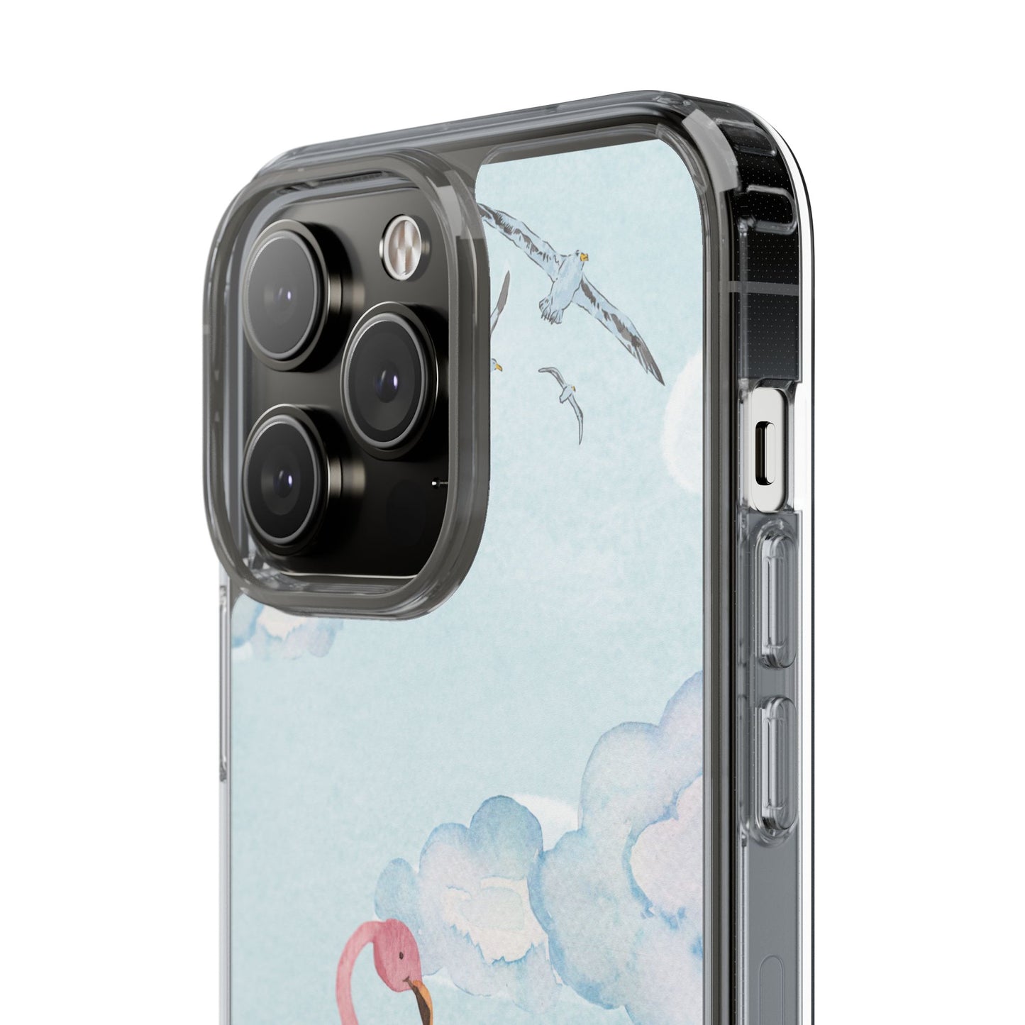 Watercolor Flamingo Phone Case, Clear Phone Case, Tropical Phone Cover, Custom Phone Case