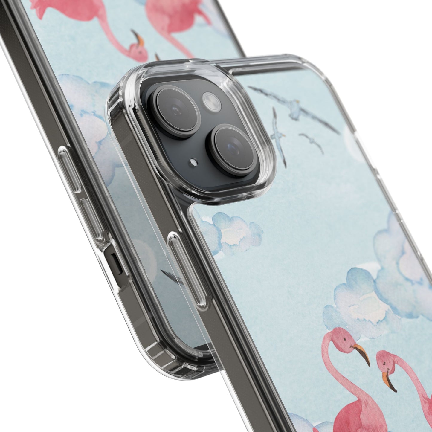 Watercolor Flamingo Phone Case, Clear Phone Case, Tropical Phone Cover, Custom Phone Case