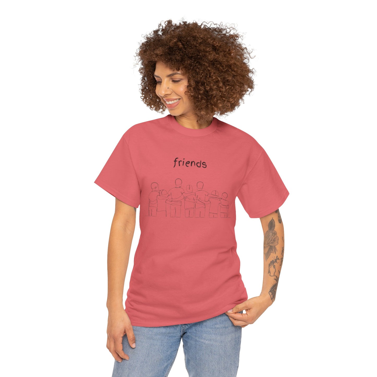 Friends  Heavy Cotton Tee, Casual T-Shirt, Friendship Gift, Relaxed Fit Top, Everyday Wear, Graphic Tee