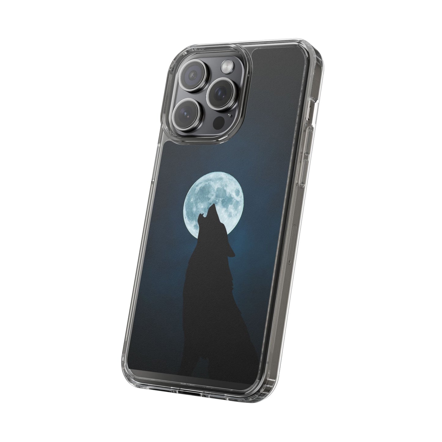 Wolf Clear Phone Case, Moonlit Wolf Design, Gift For Friends, Night Sky Decor