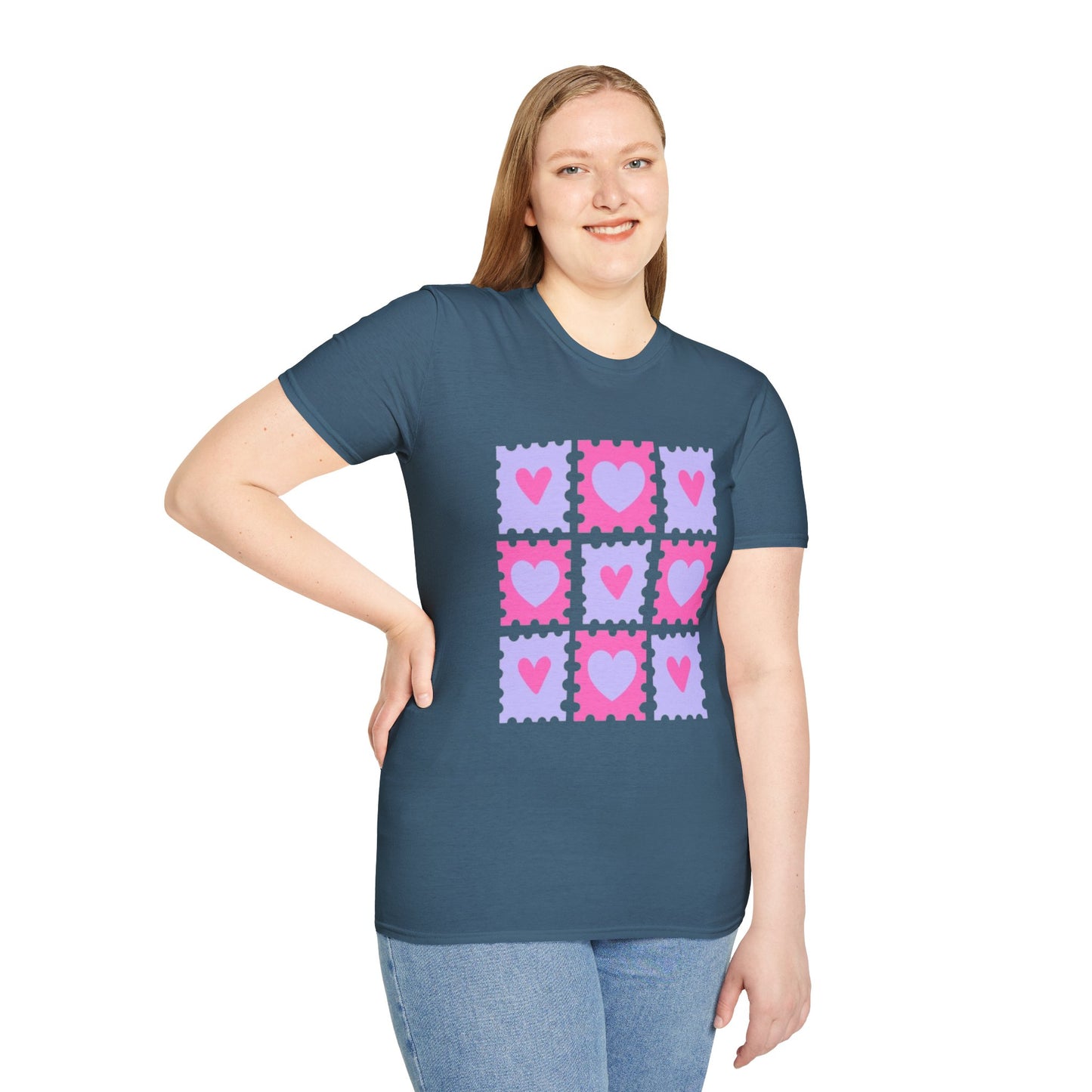 Heart Stamp Softstyle T-Shirt |Women Tee for Valentine's Day, Birthday Gift, Casual Wear