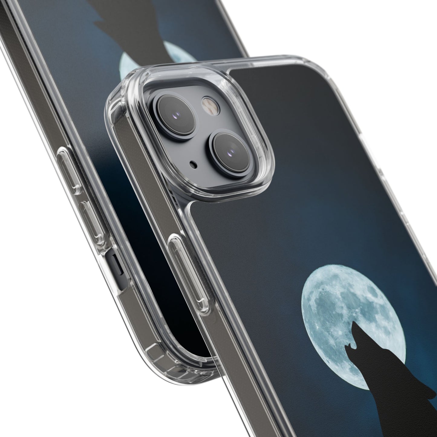 Wolf Clear Phone Case, Moonlit Wolf Design, Gift For Friends, Night Sky Decor