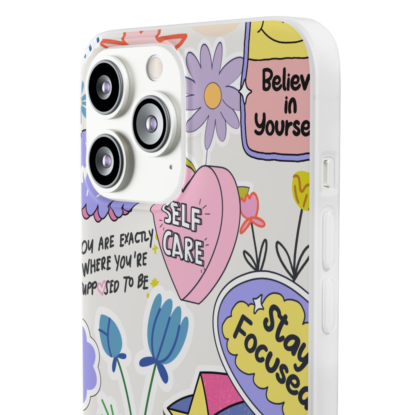 Colorful  Phone Case, Inspirational Flexi Case, Cute Floral Design, Gifts for Friends