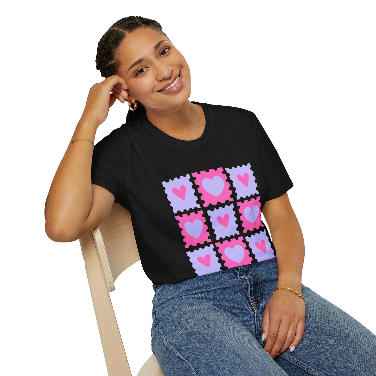 Heart Stamp Softstyle T-Shirt |Women Tee for Valentine's Day, Birthday Gift, Casual Wear