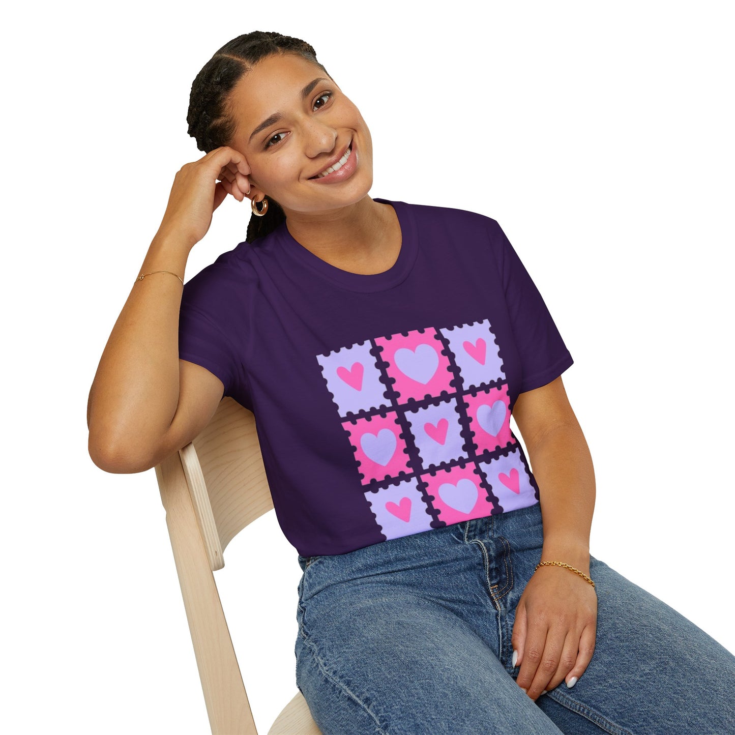 Heart Stamp Softstyle T-Shirt |Women Tee for Valentine's Day, Birthday Gift, Casual Wear