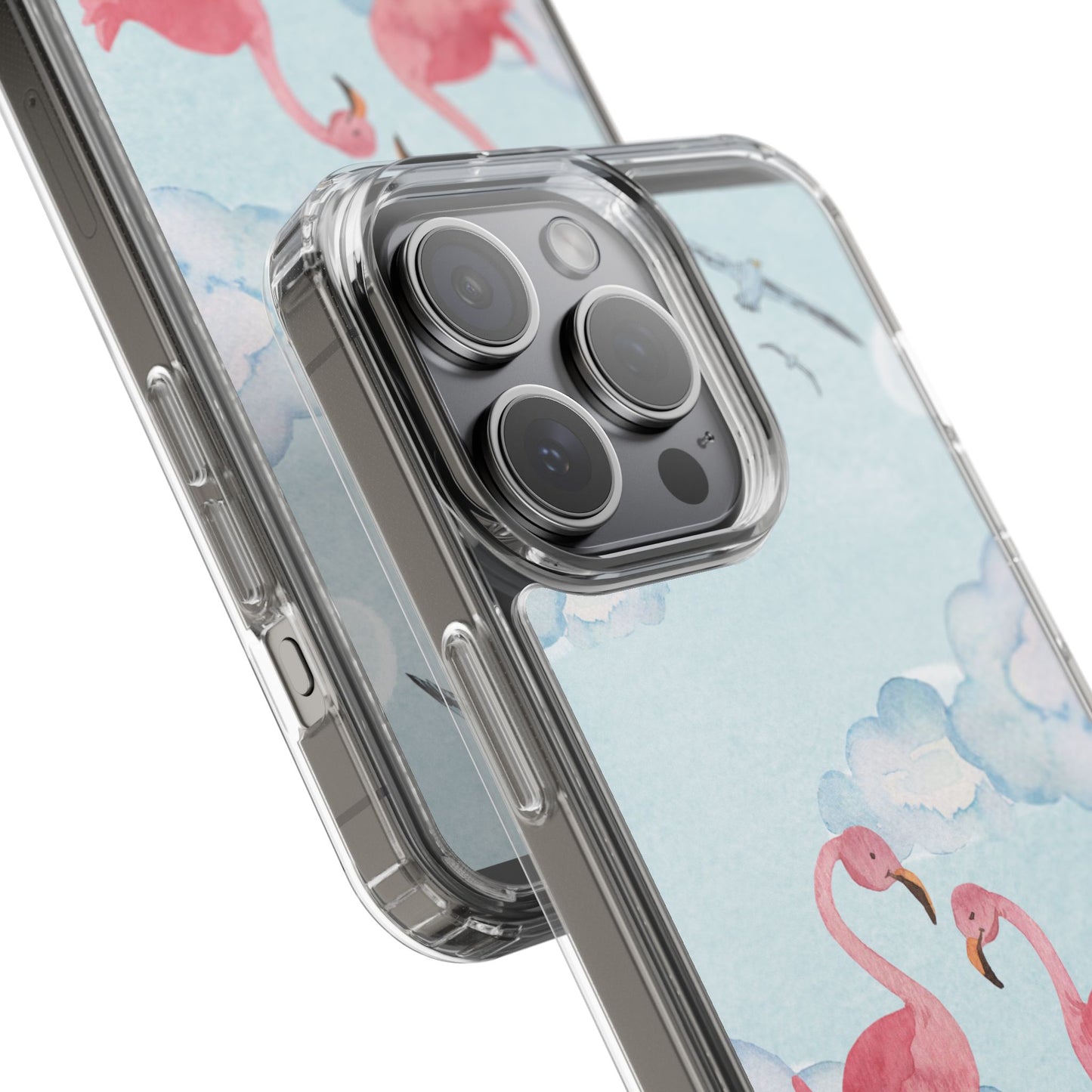 Watercolor Flamingo Phone Case, Clear Phone Case, Tropical Phone Cover, Custom Phone Case