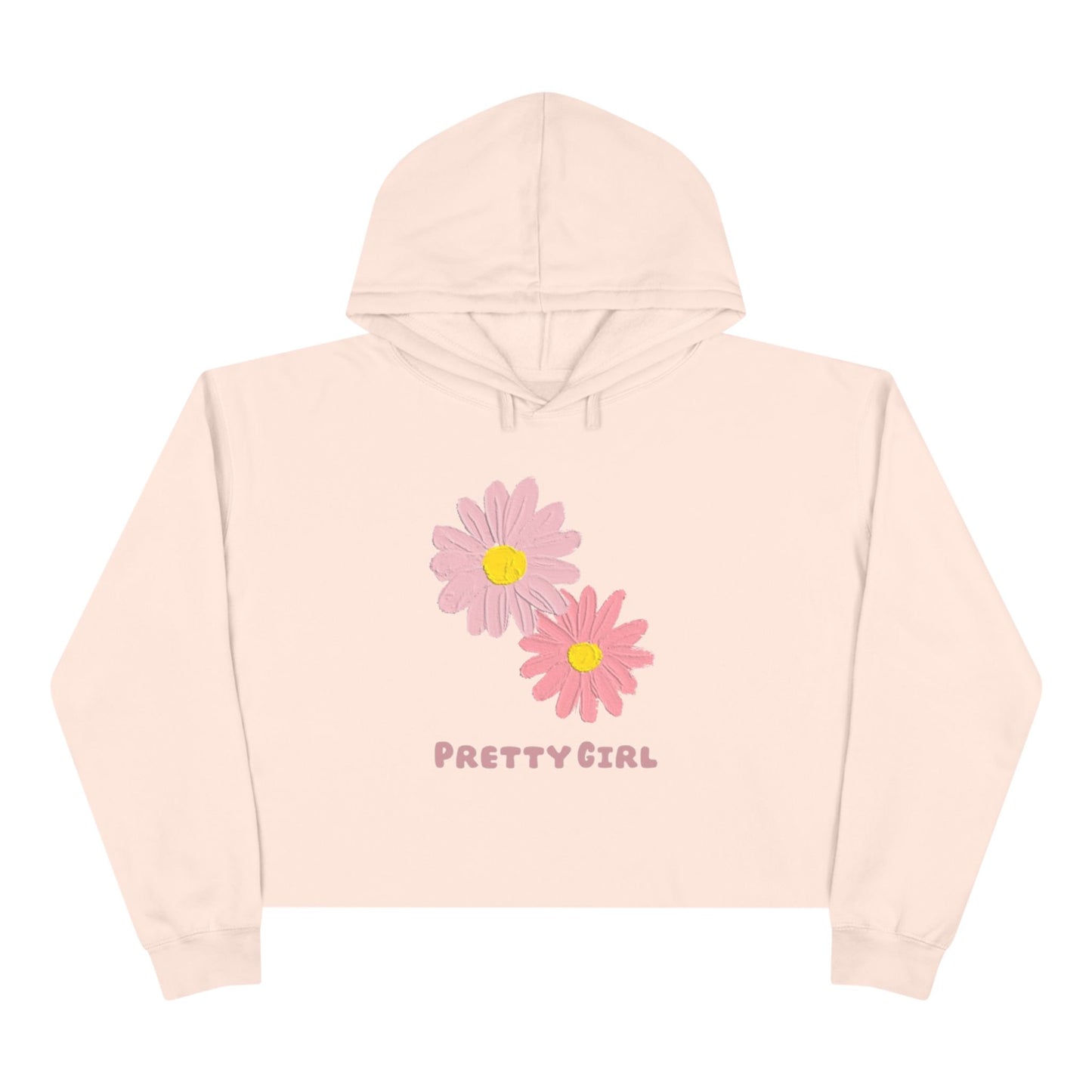Pretty Girl Crop Hoodie with Cute Floral Design, Stylish Women's Apparel, Trendy Streetwear, Spring Fashion, Gift for Her