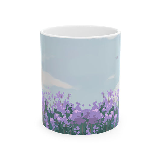 Serene Floral Ceramic Mug, Coffee Cup, Tea Mug, Gift for Garden Lovers, Home Decor, Relaxing Vibe