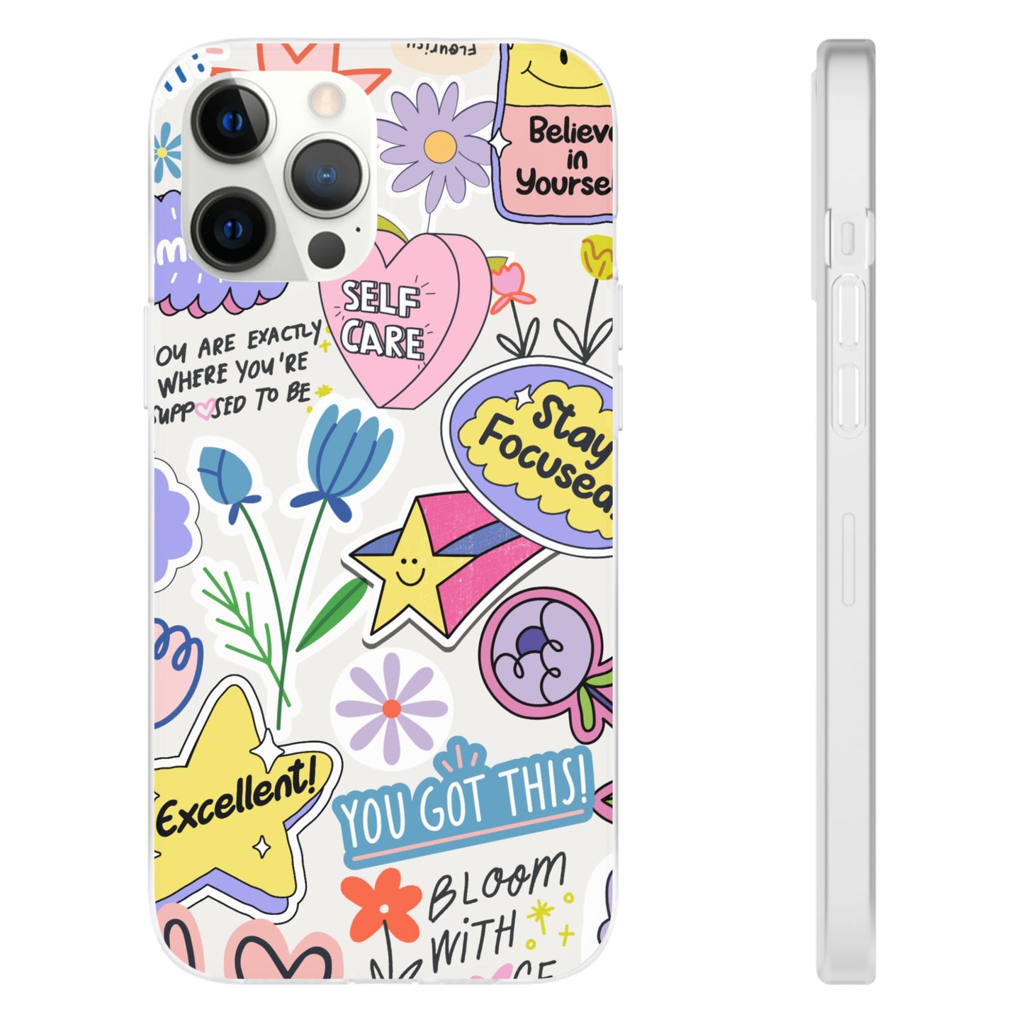 Colorful  Phone Case, Inspirational Flexi Case, Cute Floral Design, Gifts for Friends