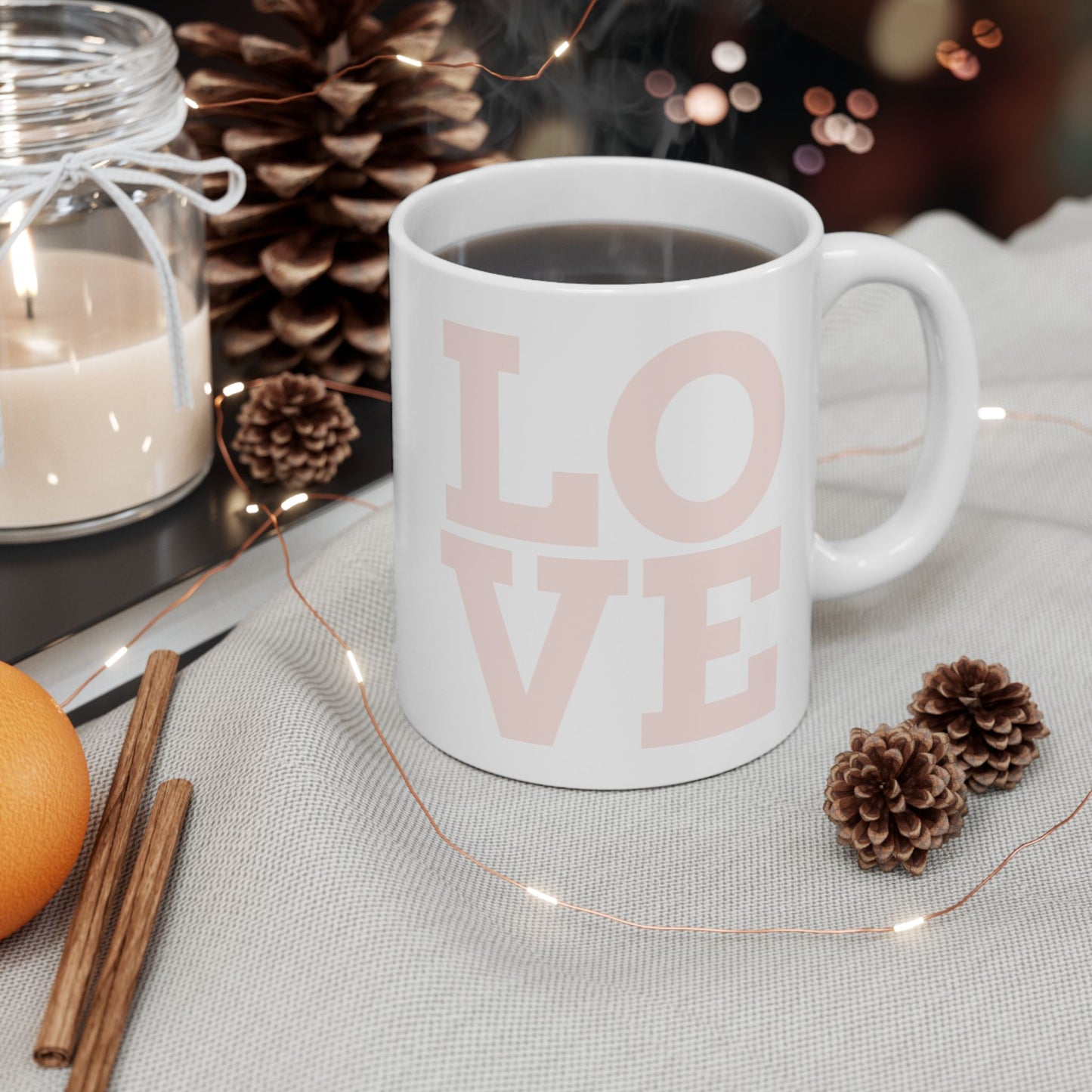 Cute Tea Time Ceramic Mug | Heart Design Coffee Cup | Perfect Gift for Tea Lovers, Cozy Vibes