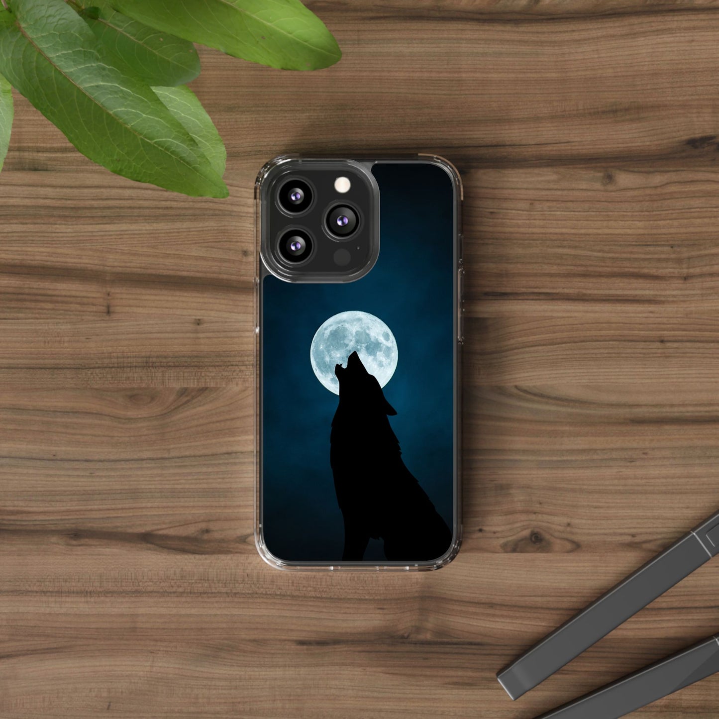 Wolf Clear Phone Case, Moonlit Wolf Design, Gift For Friends, Night Sky Decor